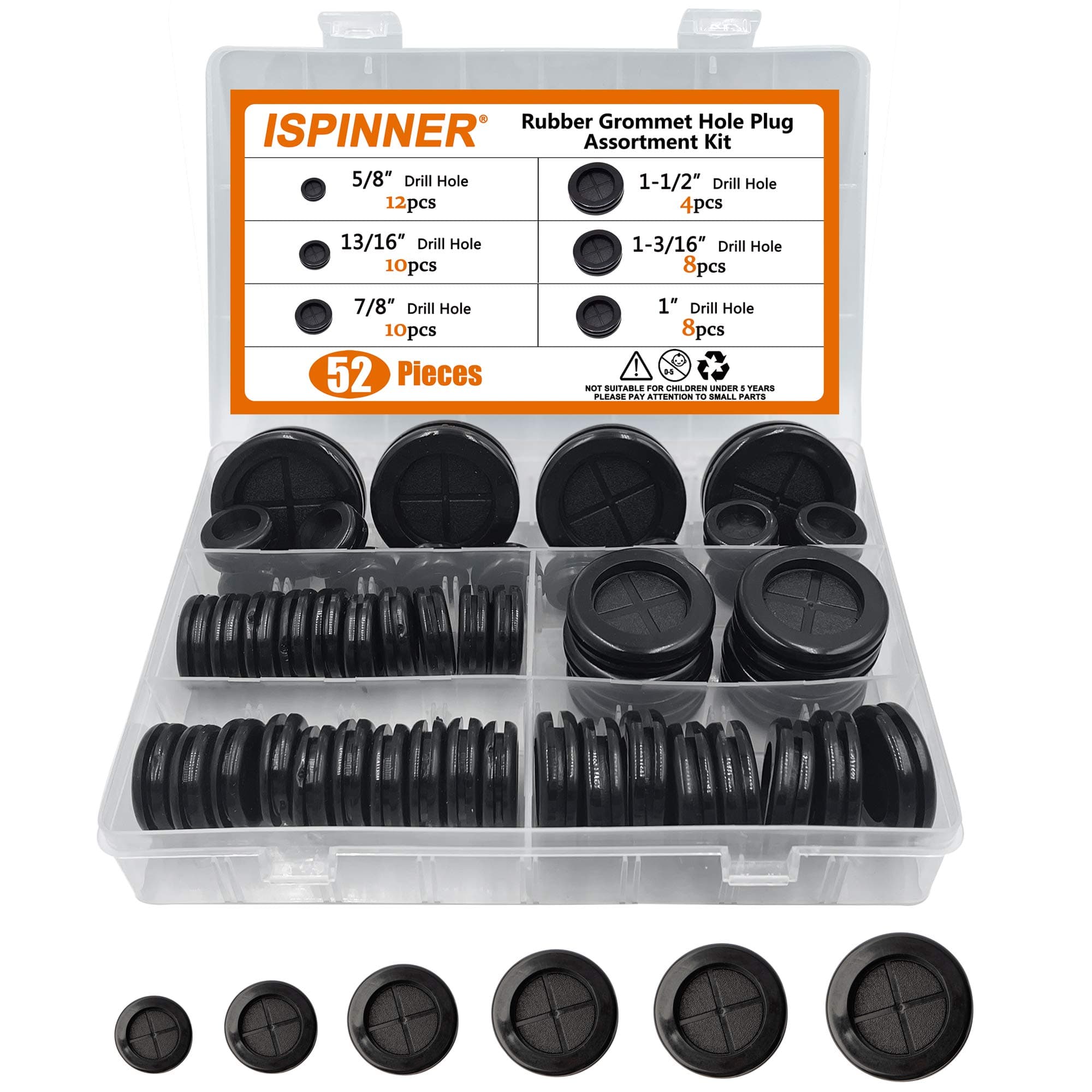 52pcs Rubber Grommet Assortment Kit