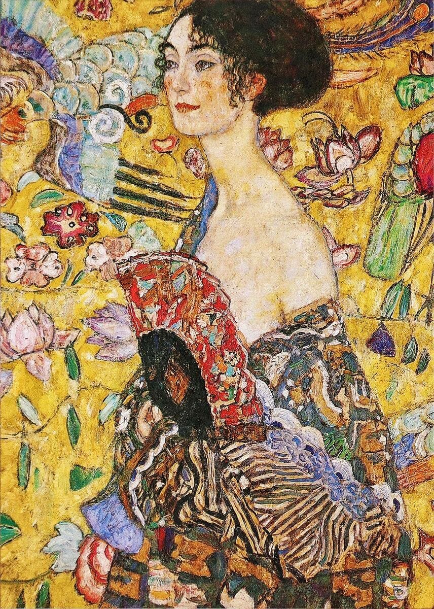 Moruska Lady with Fan by Gustav Klimt Jigsaw Puzzle 1000 Piece Art Puzzles for Adults