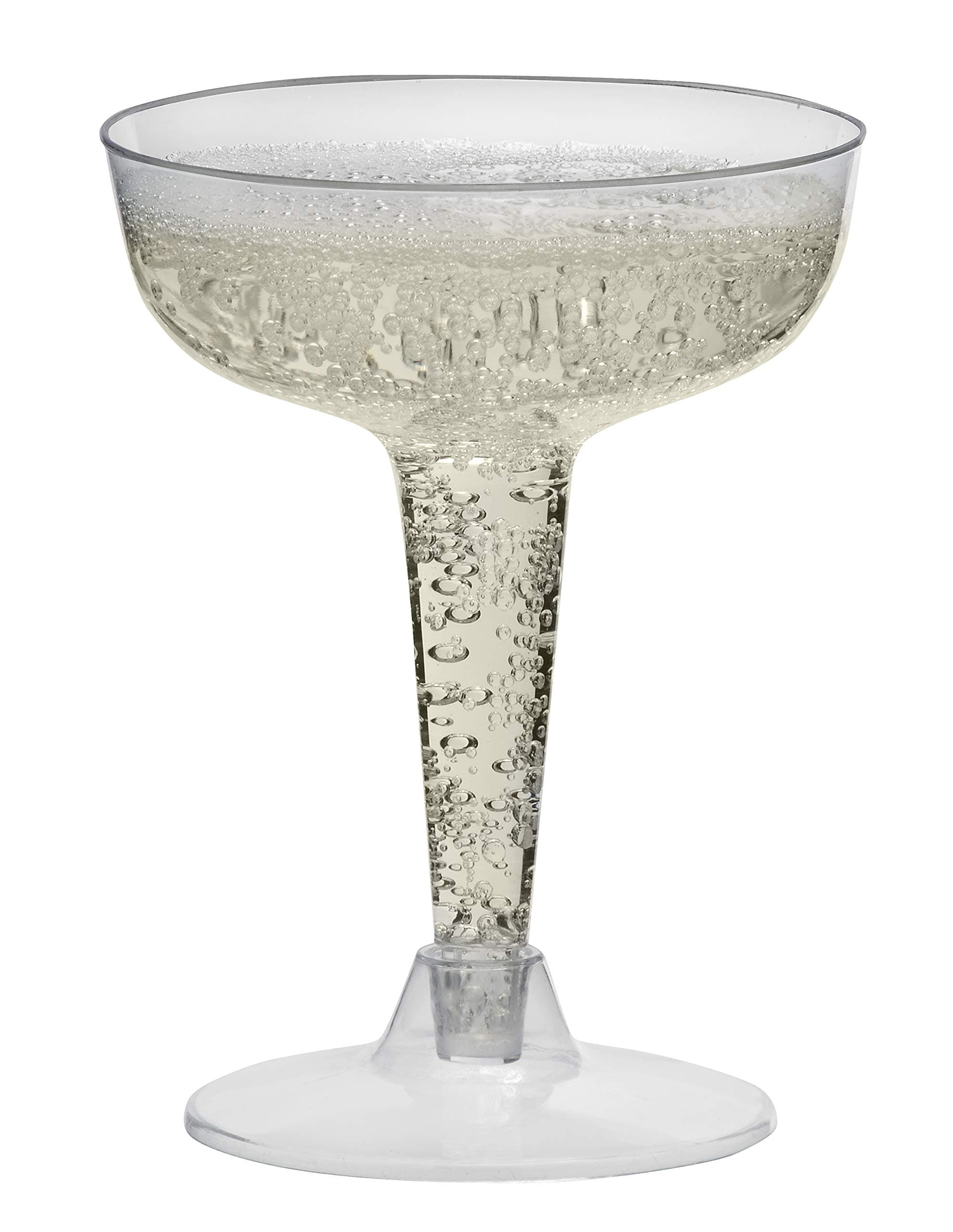 Disposable Premium Two Piece 4 oz Plastic Champagne Glasses, 120 Count, Clear