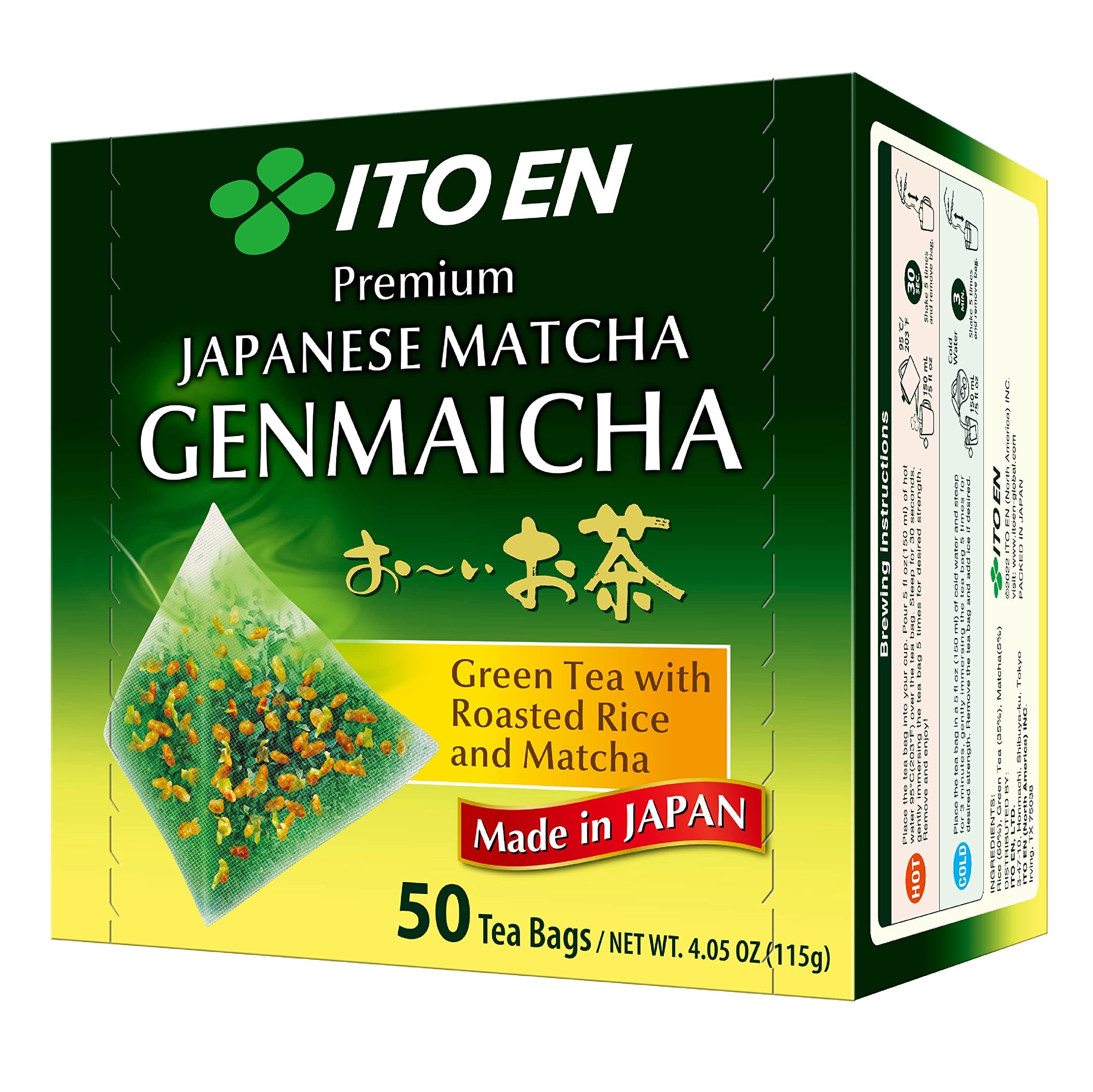 Oi Ocha Premium Japanese Matcha Genmaicha Green Tea - Tea Bags, 50 Pack (Pack of 1)