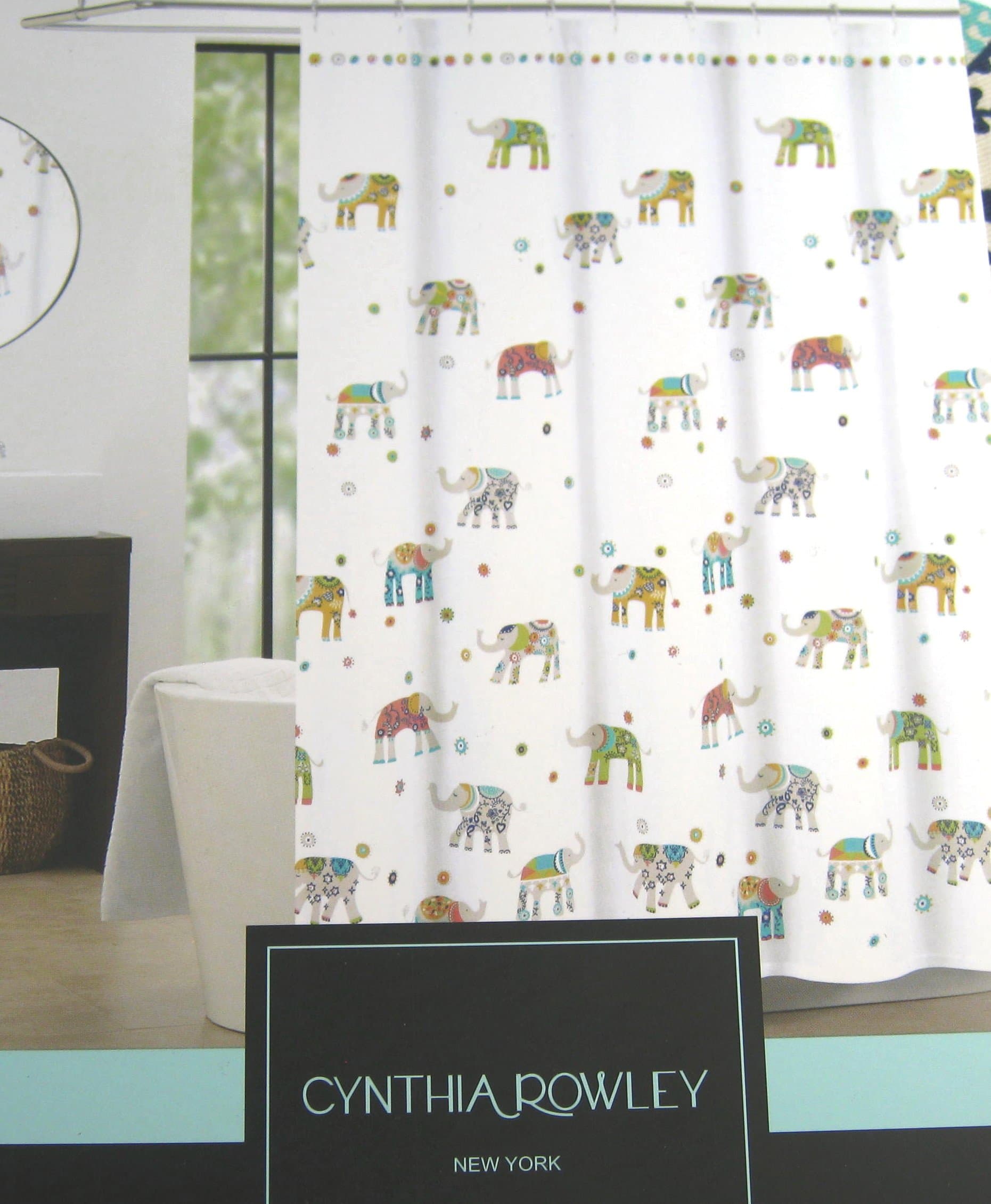 Cynthia Rowley of New York Fabric Shower Curtain Decorated Elephant 72x72
