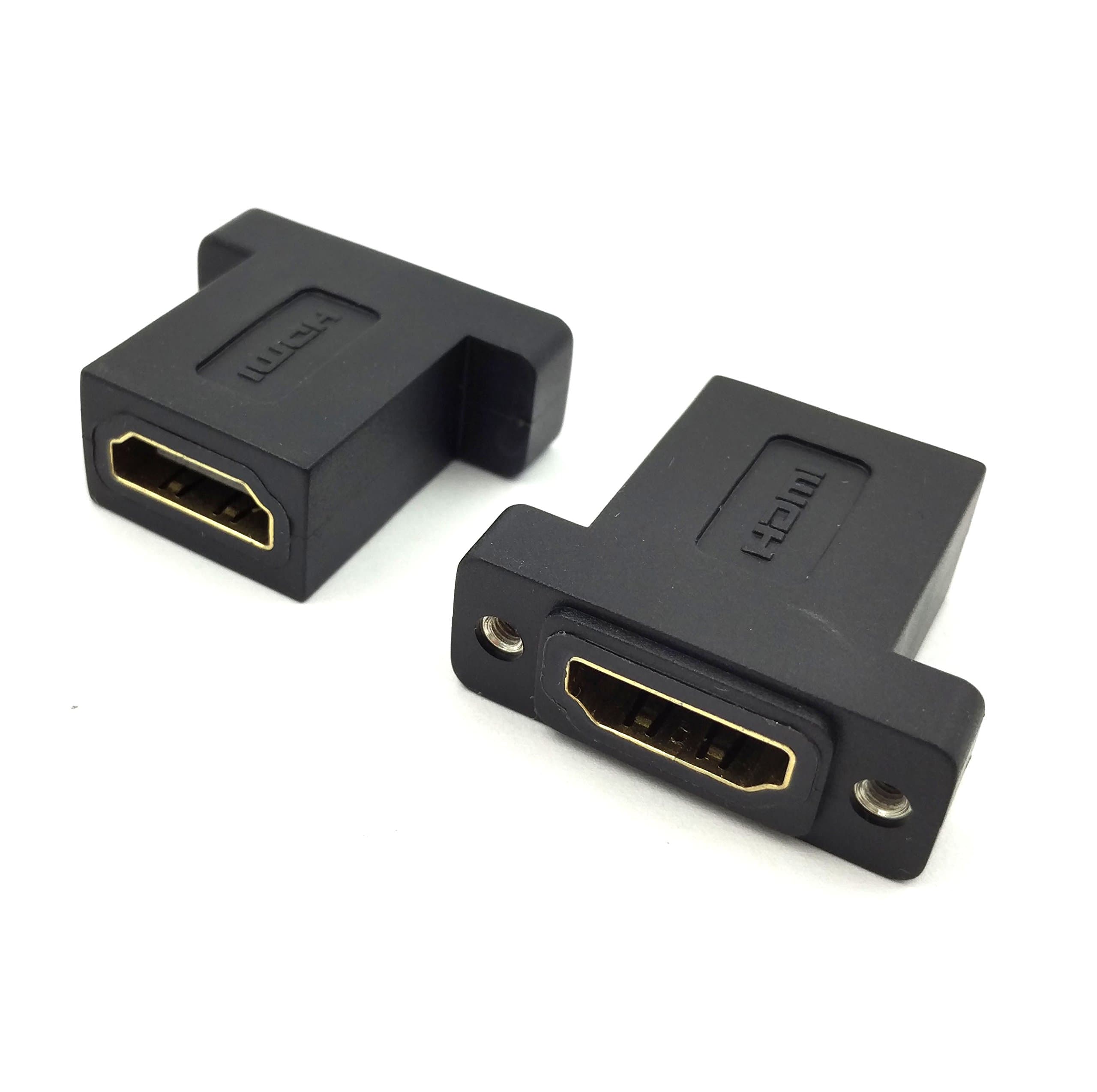 Poyiccot HDMI Coupler Adapter Connector, (2-Pack) Golden Plated HDMI Female to Female Inline Straight Coupler with Screw Panel Black