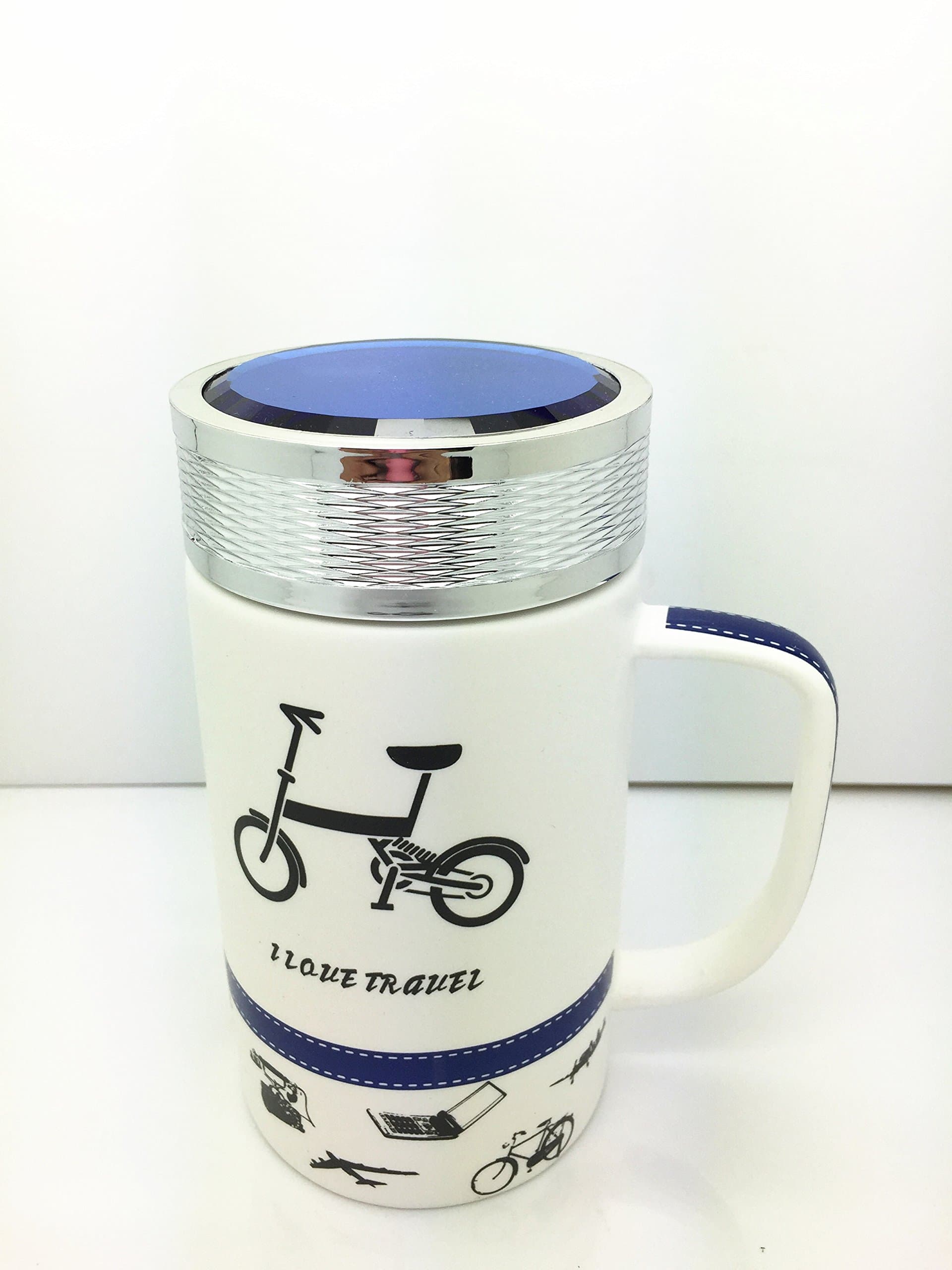 World Famous Landmarks Ceramic Coffee Milk Travel Mug Water Tea Cup With Closed Up Lid for Birthday Gift, Wedding Gift (I Love Trauze)