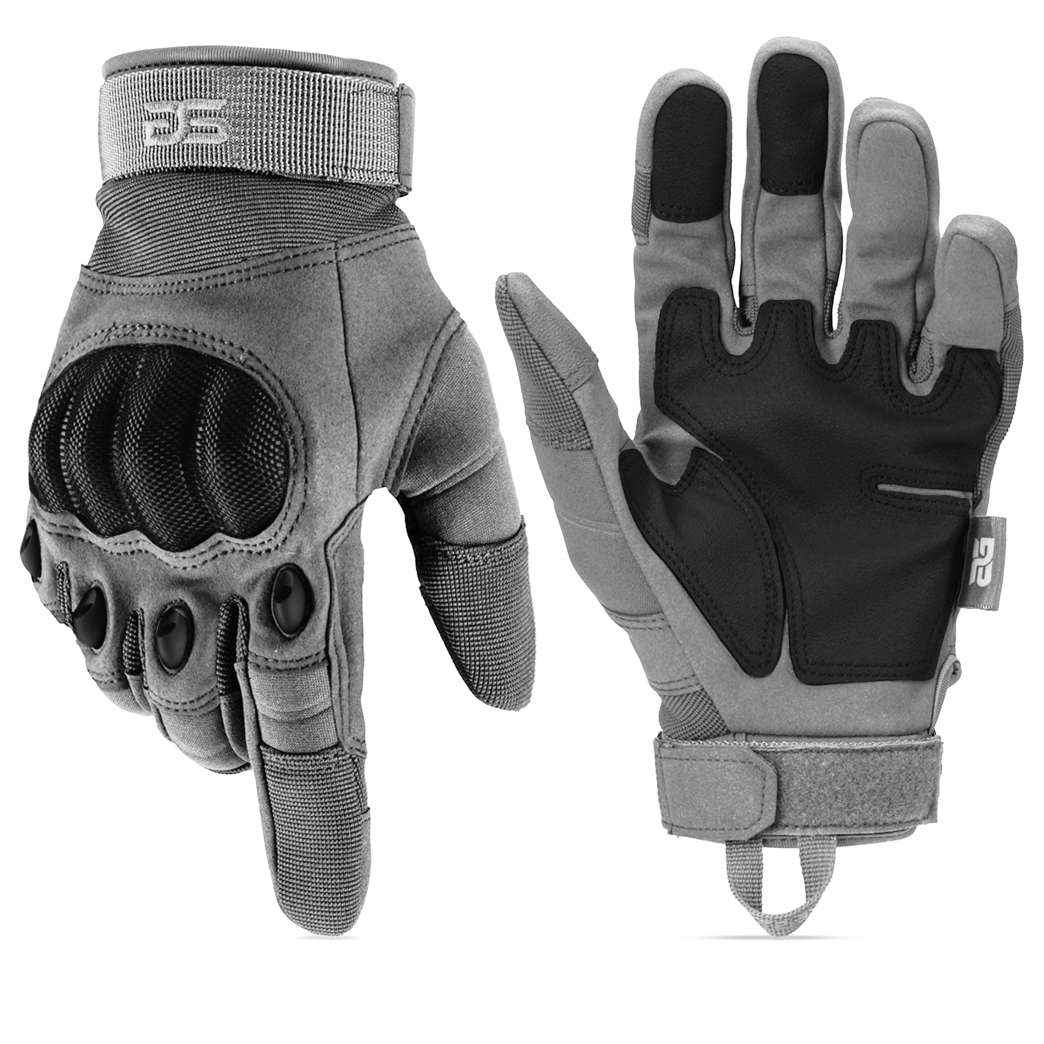 Glove Station Tactical Gloves for Men – Touchscreen Utility Gear with Hard Knuckle Protection Used in Motorcycle, Airsoft, Combat, Police, Shooting & Outdoor Work Gray - Hard Knuckle Medium