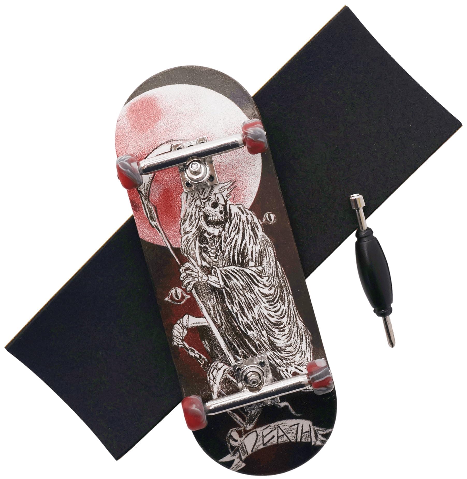 Pro Fingerboard 34mm Wooden Board Professional Finger Skateboard Trucks CNC Swirl Wheels (Death)