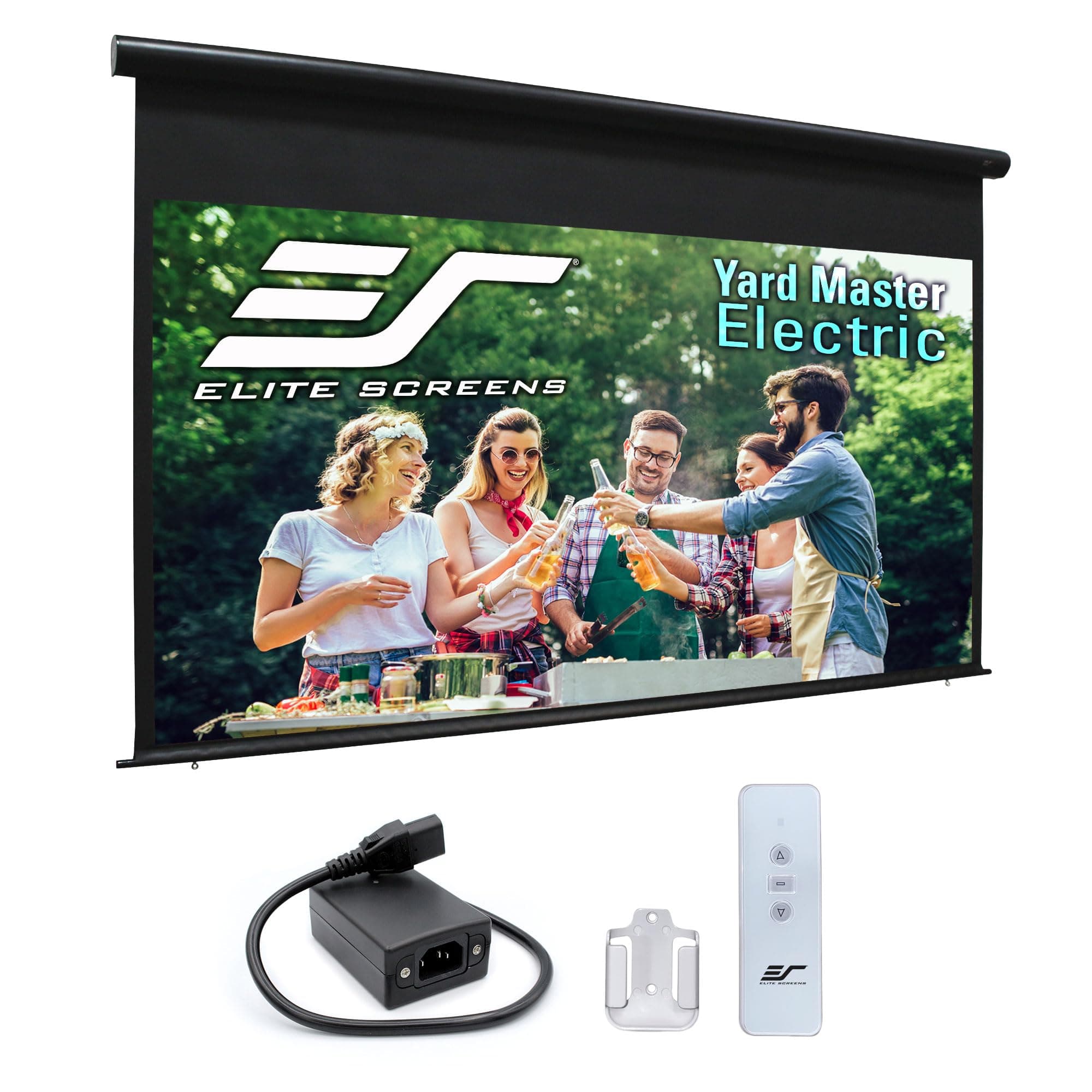 Yard Master Electric, 150-INCH Outdoor Motorized Projector Screen Rain Water Protection Remote Control 8K 4K Ultra HD 3D Movie Screen Theater Gaming, OMS150H-ELECTRIC