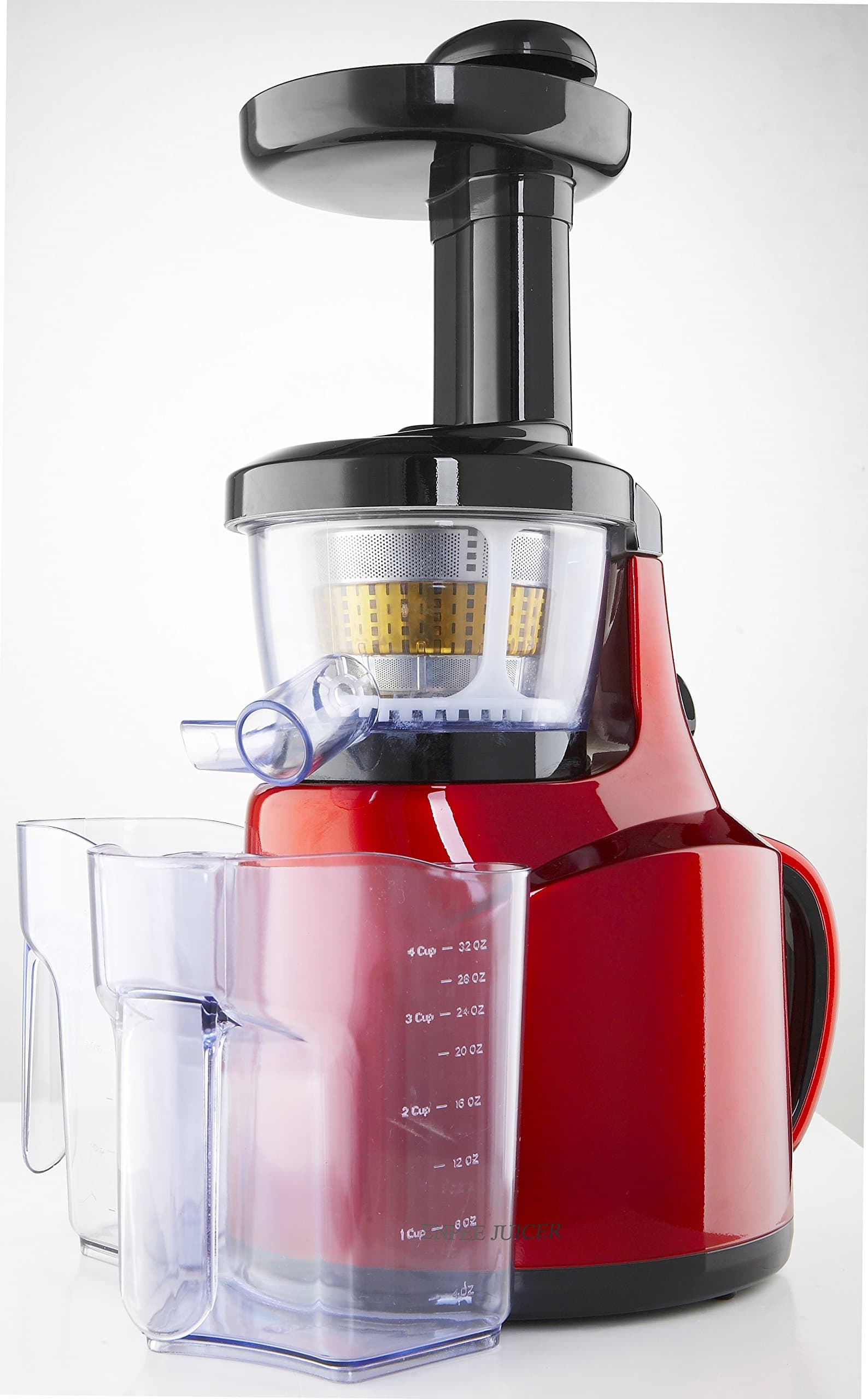Enpee Slow Masticating Juicer Single Auger Produces More Juice 2 Year Warranty BPA Free Colour RED