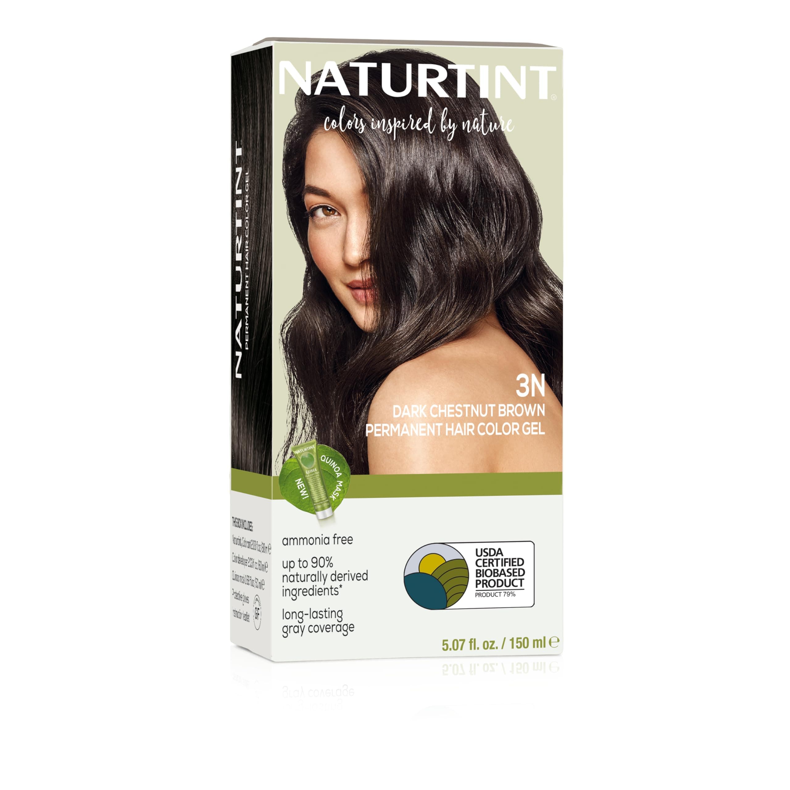 Naturtint 3N Dark Chestnut Brown Permanent Hair Color (Pack of 1), Ammonia Free, Vegan, Cruelty Free, up to 100% Gray Coverage, Long Lasting Results (Packaging may vary)