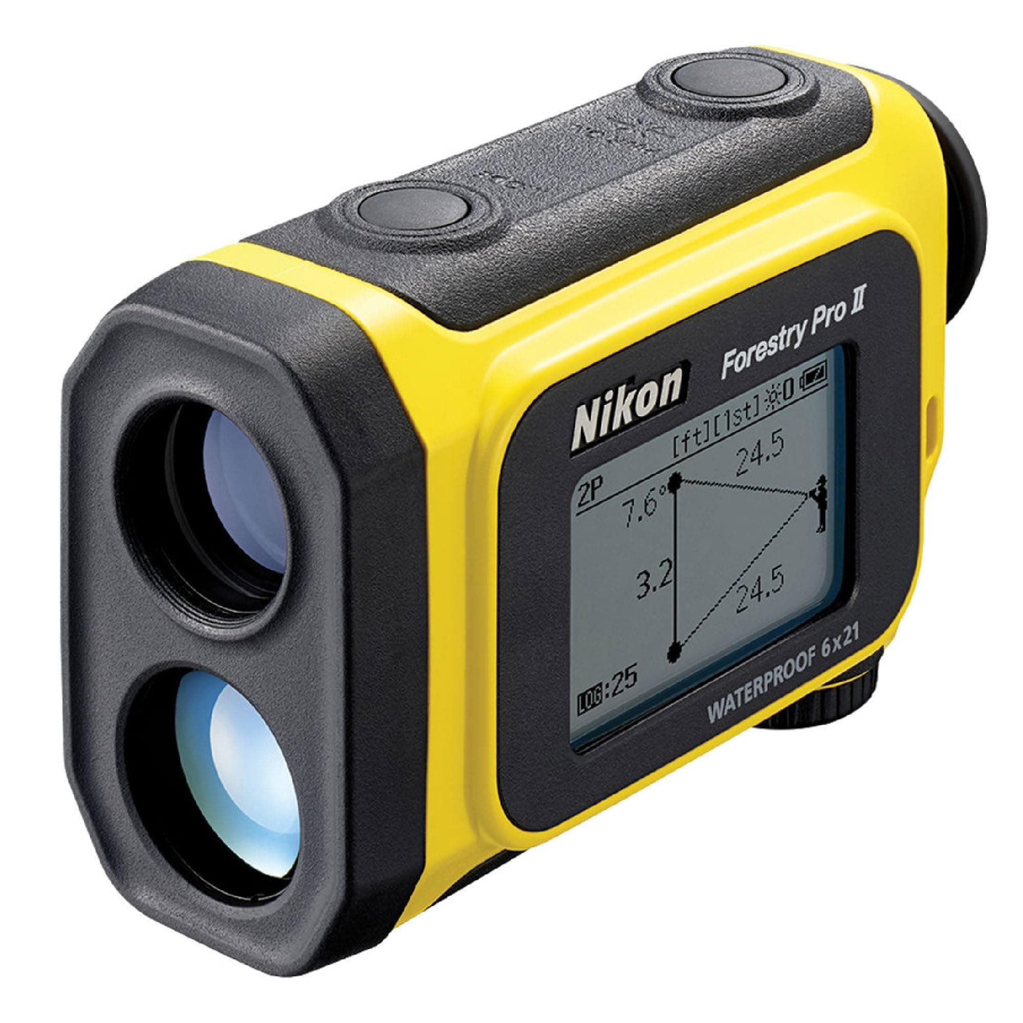 Nikon Forestry Pro II 6x21 Laser Rangefinder with 3-Point Hypsometer, 1750-Yard Range, Dual LCD Display, Inclinometer, Waterproof Construction for Forestry and Industrial Applications