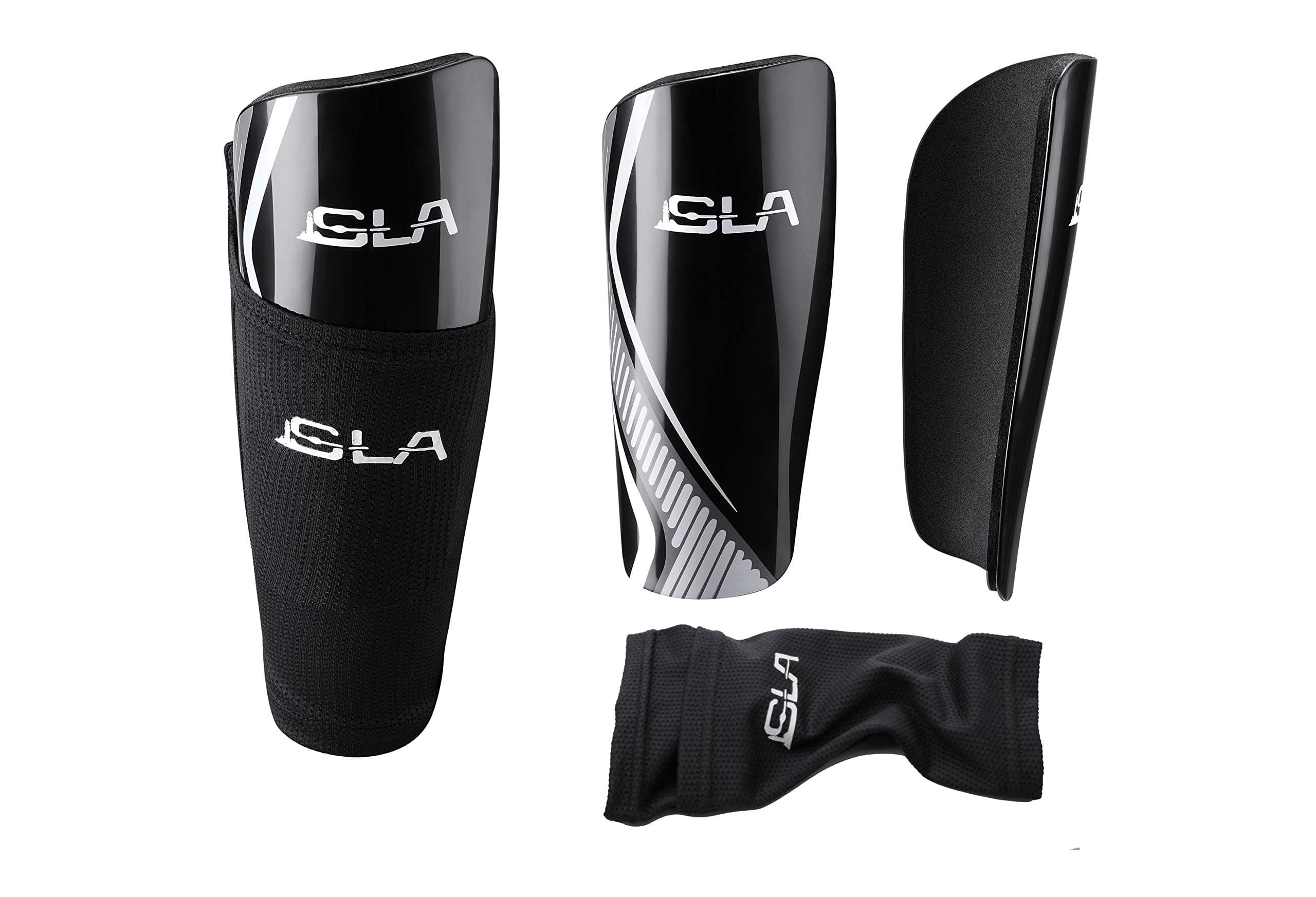 SLA GTPOWER Soccer Shin Guards for Kids Soccer Gear for Boys Girls Protective Soccer Equipment Includes Two Shin Guards and Two Compression Calf Sleeves with Pockets