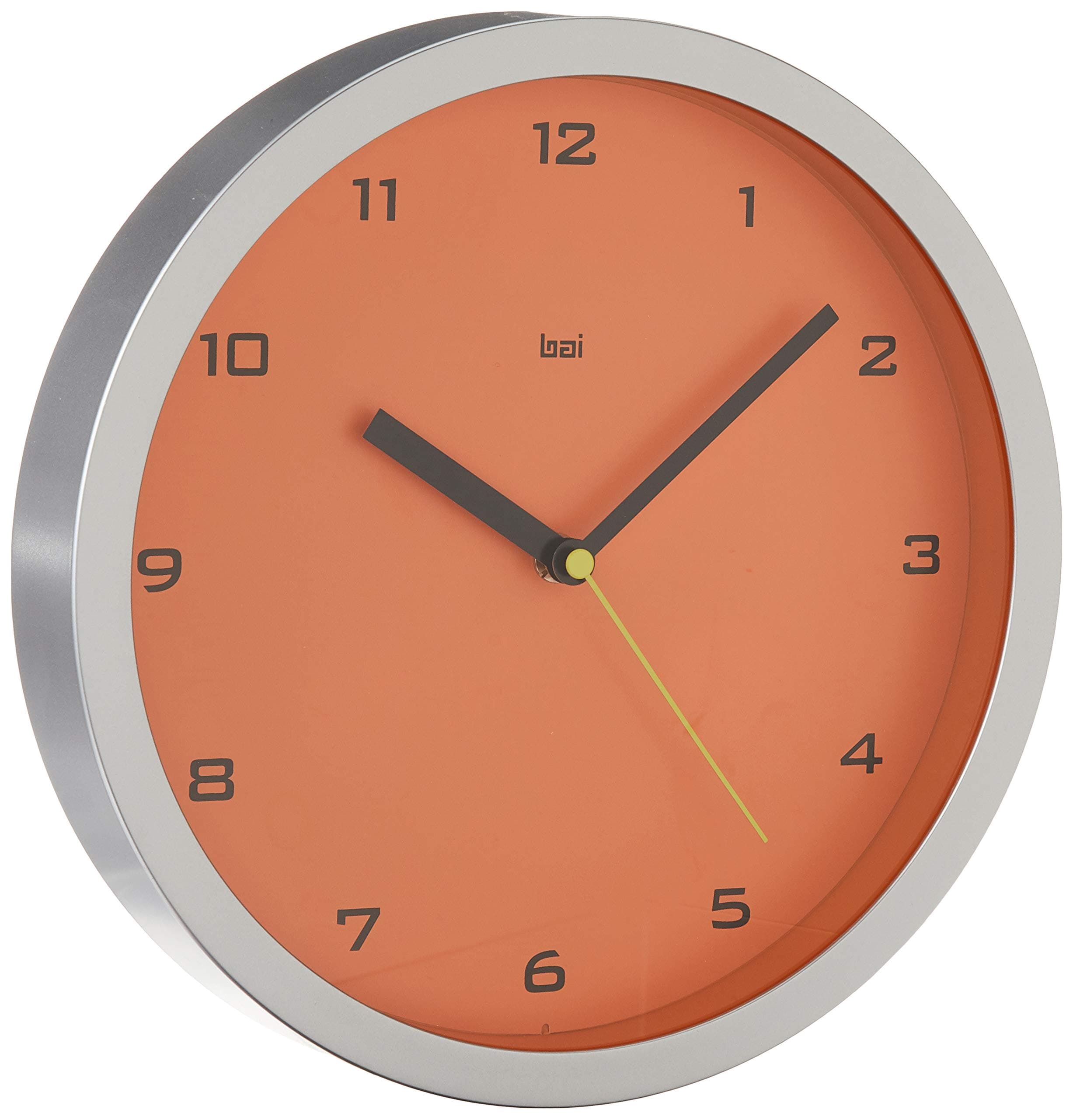 Bai834.GT Designer Wall Clock, Gotham Tangerine, 10" diameter