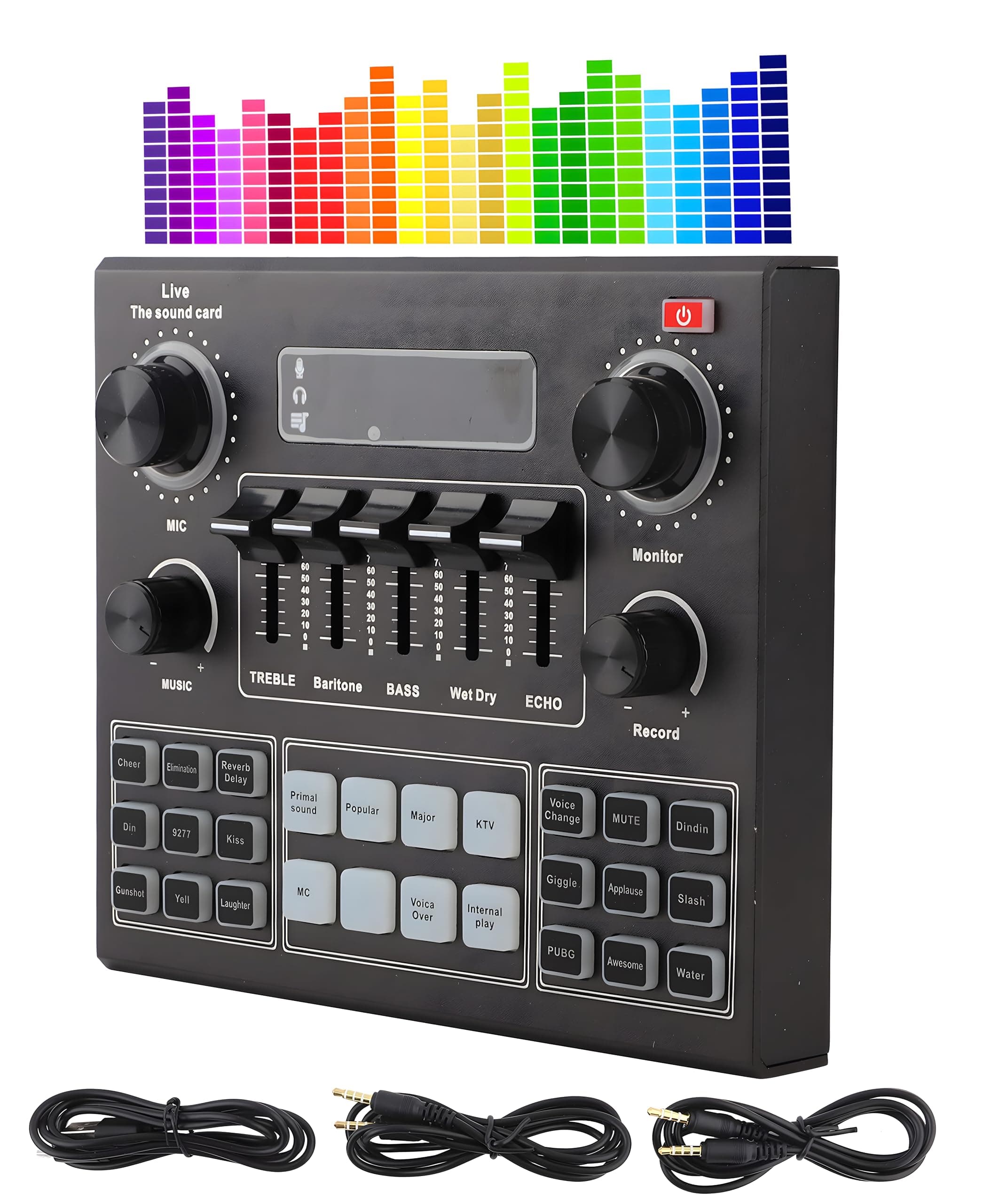 Sound Card V9, Live Broadcast Audio Interface, External Stereo Audio Mixer Broadcast Metal Frosted Body Easy Operation, Bluetooth Sound Mixer Live Sound Card For Streaming and Games