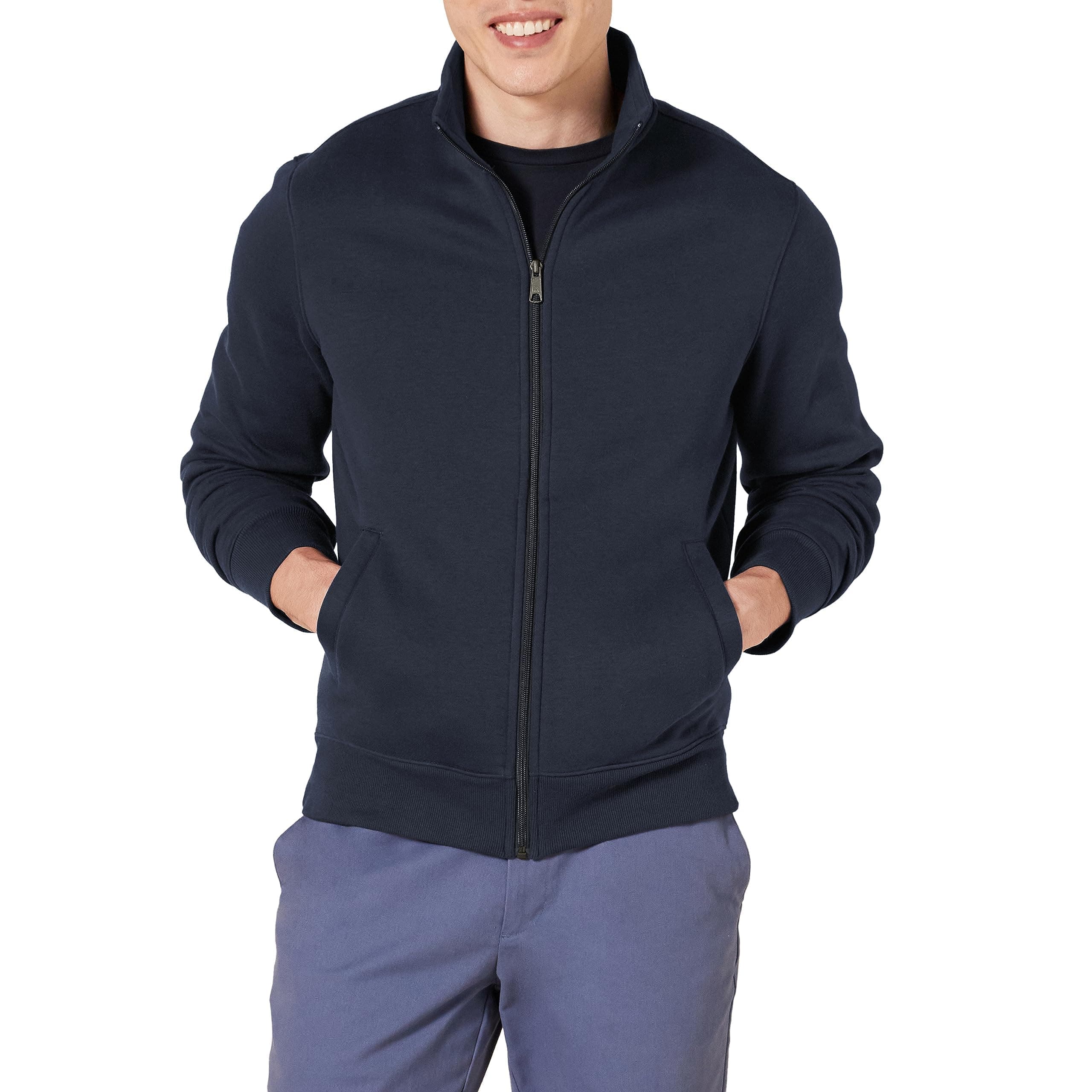 Men's Fleece Zip Up Mock Neck Sweatshirt, Midweight, Regular Fit