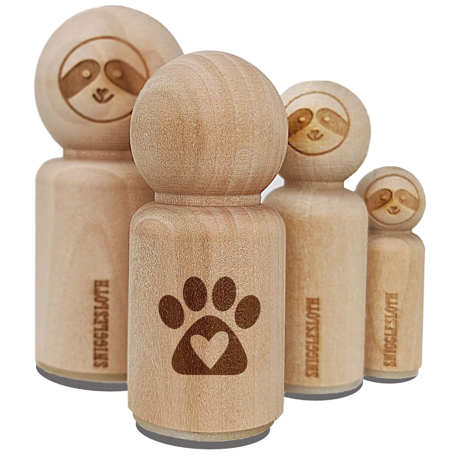 Paw Print with Heart Dog Rubber Stamp for Stamping Crafting Planners - 1/2 Inch Mini