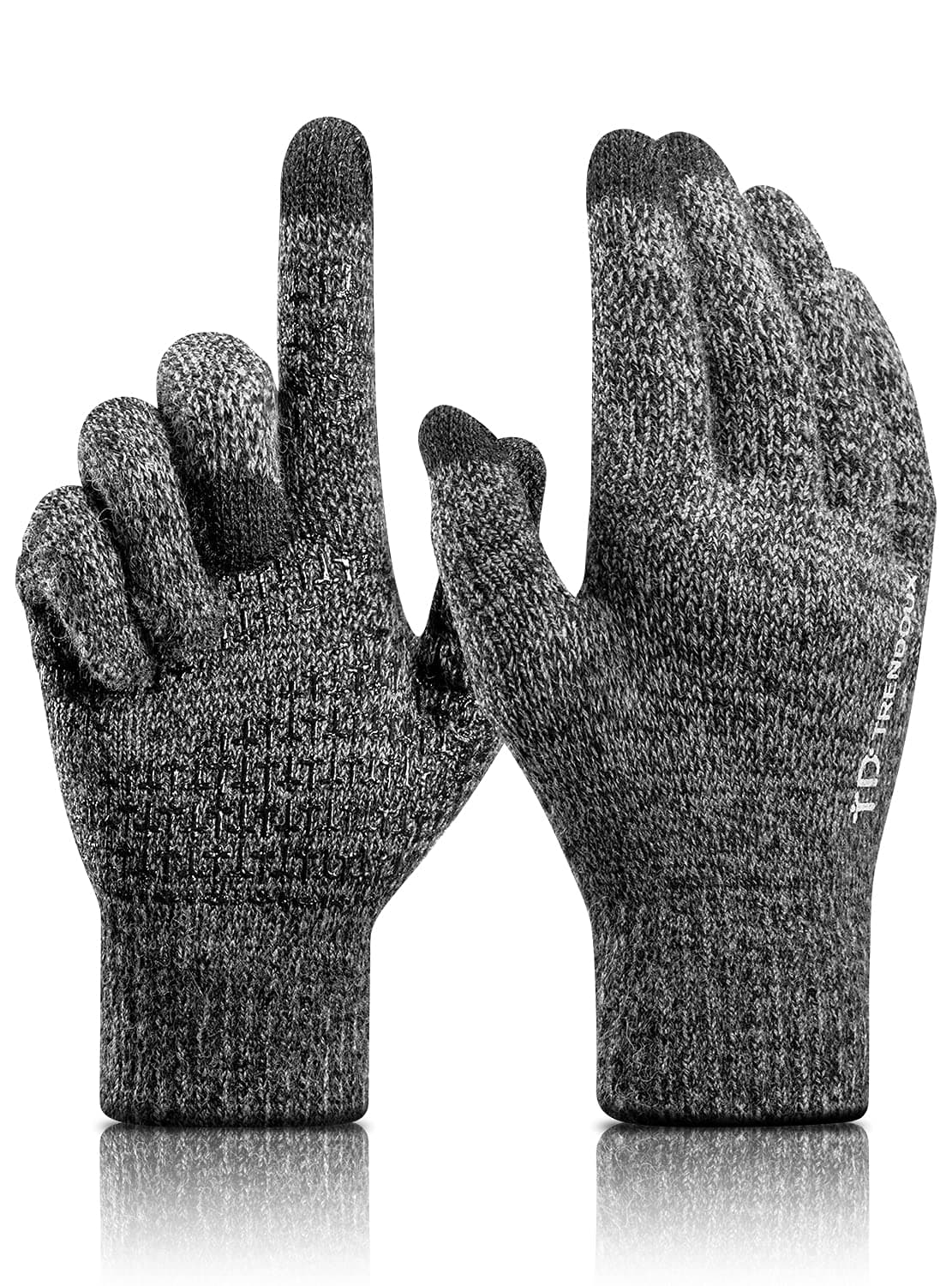 Merino Wool Winter Gloves for Men Women, Cold Weather Warm Touchscreen Unisex, Non-slip, Knit Elastic Cuff