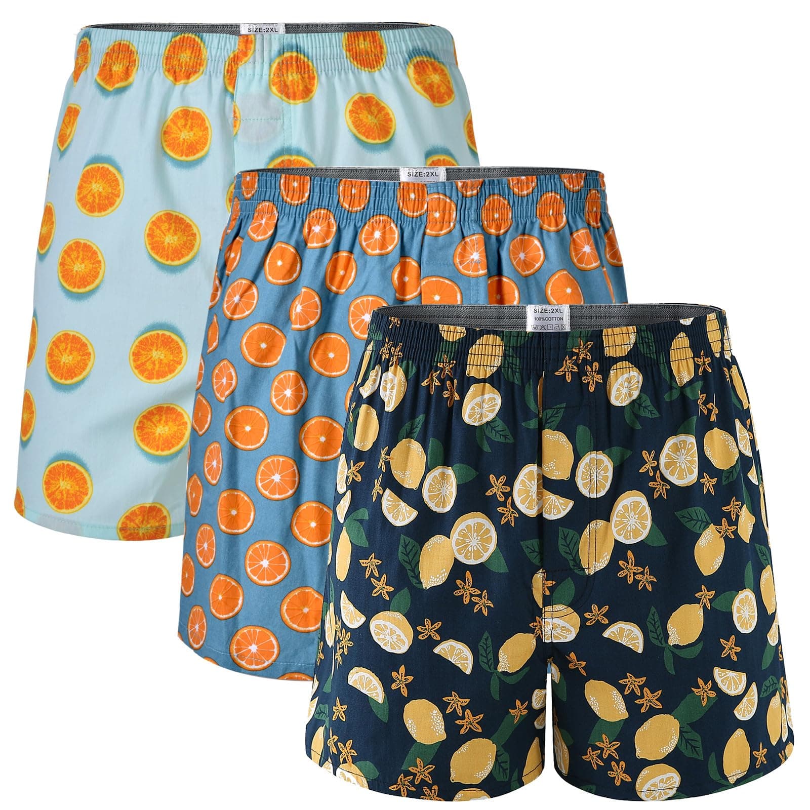 Mens Boxer Shorts Funny Boxers Sleep Short Plaid Cotton Loose Woven Boxers for Men Small Medium Large