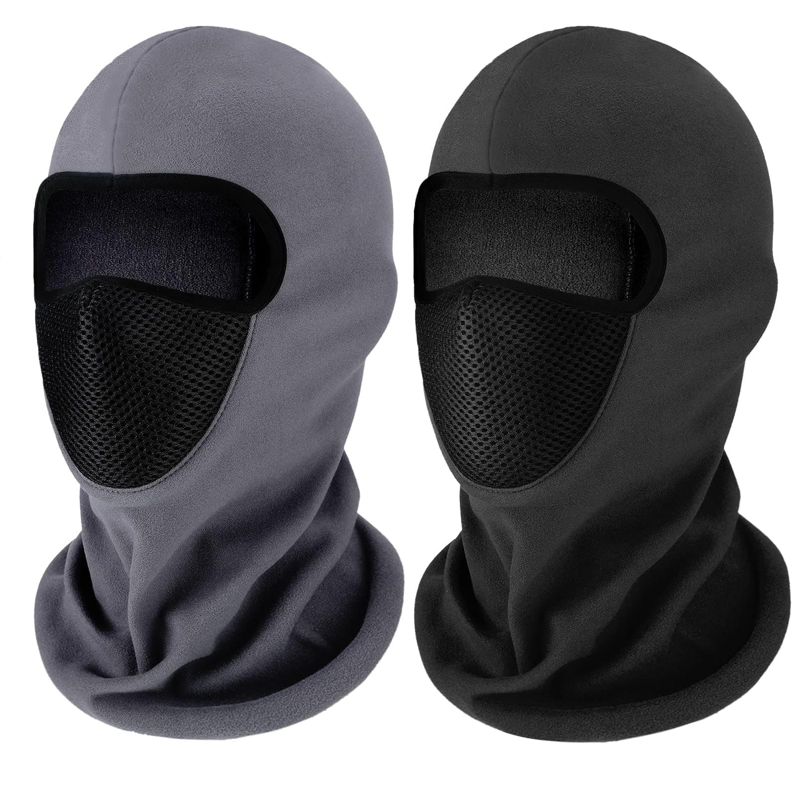 Azonee 2 Pcs Balaclava Masks, Thicken Fleece Mask Winter Thermal Windproof Mask for Outdoor Skiing Cycling Snowboarding Full Cover Mask for Unisex (Black, Gray)