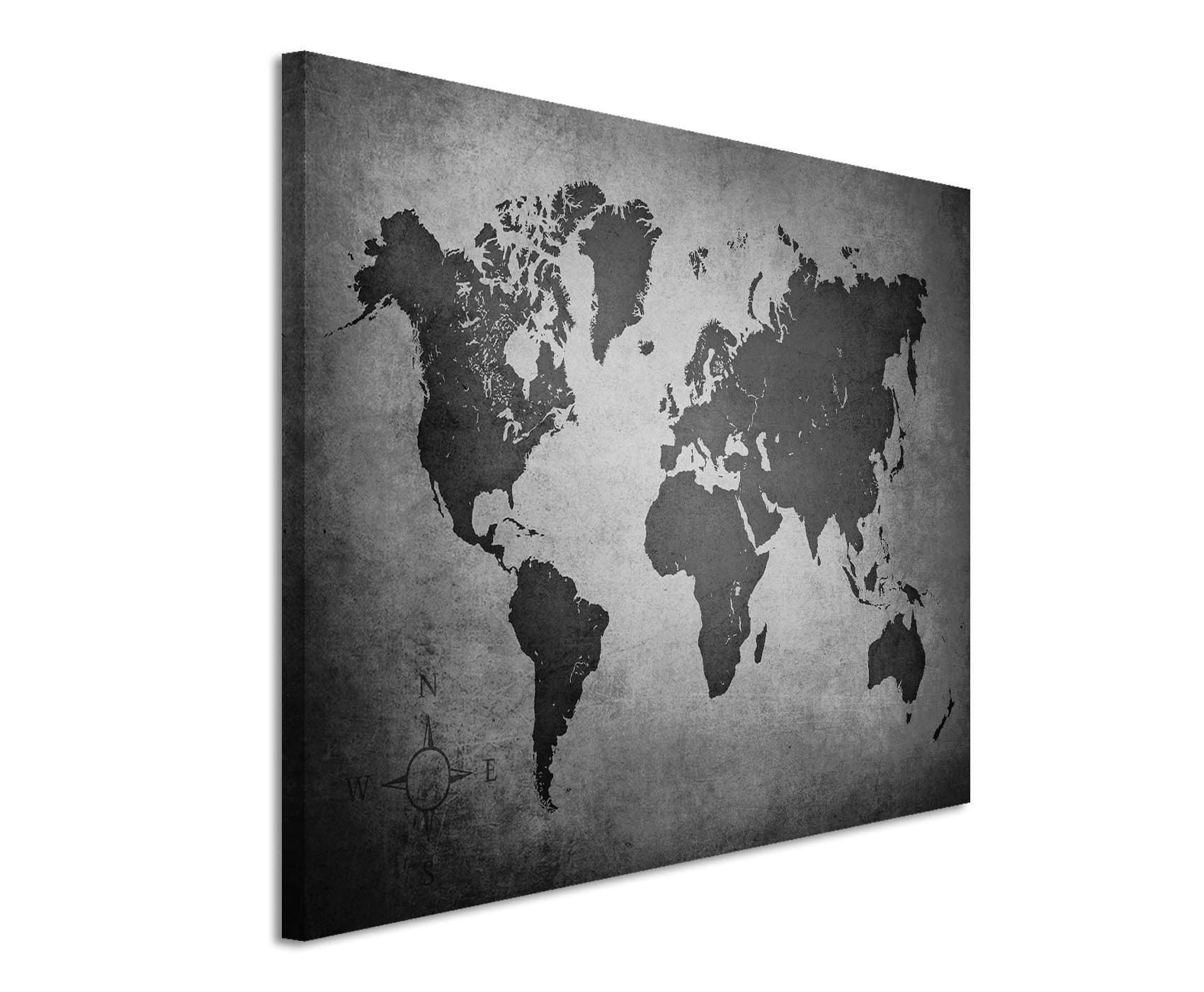 50x70 cm Photo Canvas with Black and White Old World Map Design