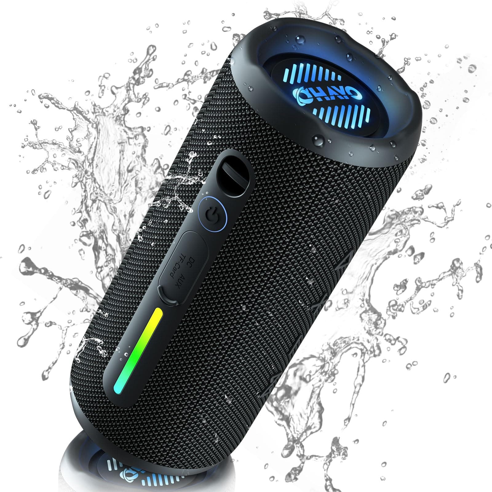 Portable Bluetooth Speaker - IPX7 Waterproof, Wireless Stereo Pairing, 25-Hour Playtime, 24W Loud Sound, Bluetooth 5.3, Bass Boost, LED Lights, for Home/Shower/Outdoor/Beach/Travel, Gift Ideas