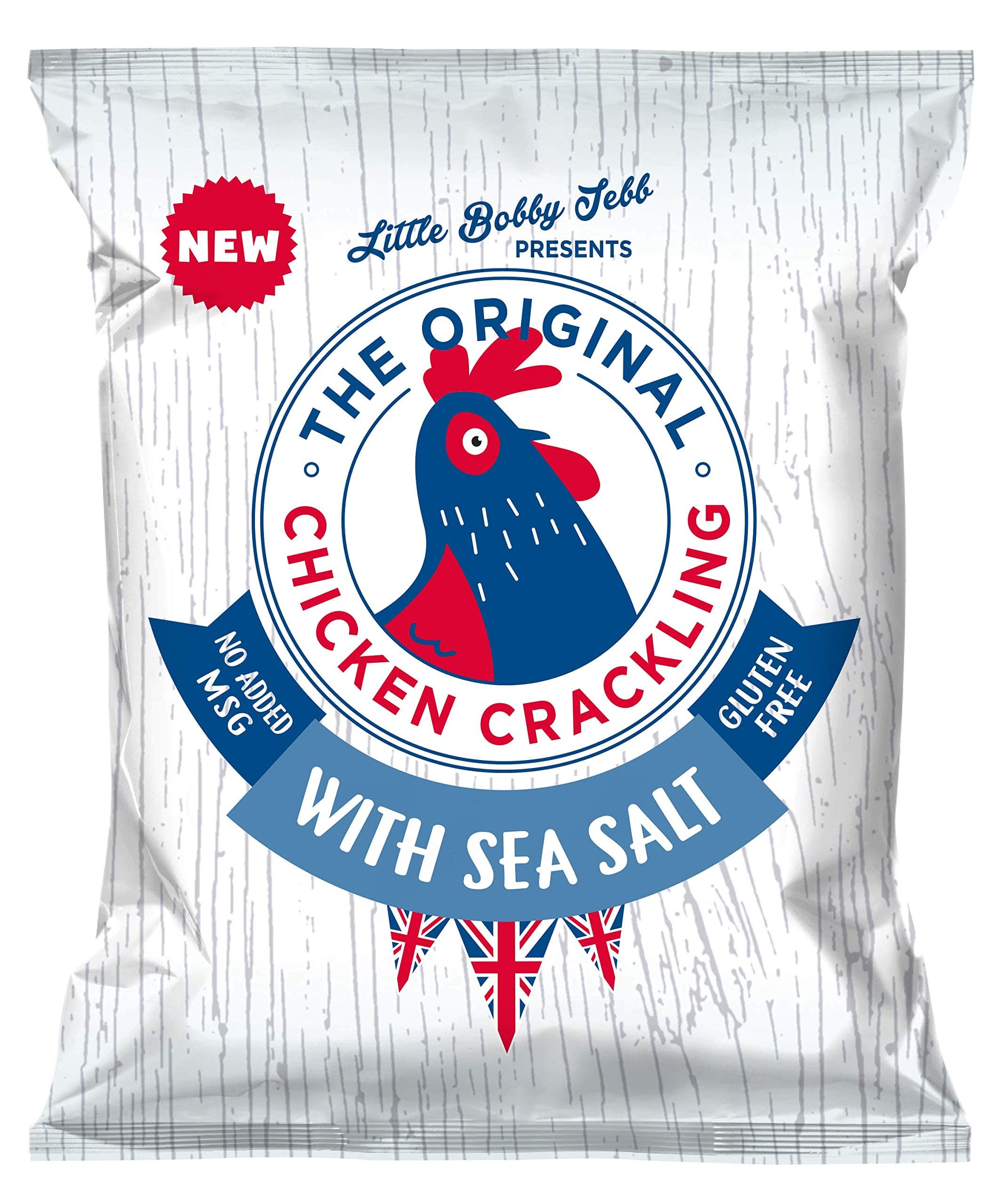 Chicken Crackling Hand Cooked Snack. Sea Salt Flavour. Low Carb, High Protein, Keto, Gluten-Free Alternative To Pork Scratchings. 10x 30g Bags
