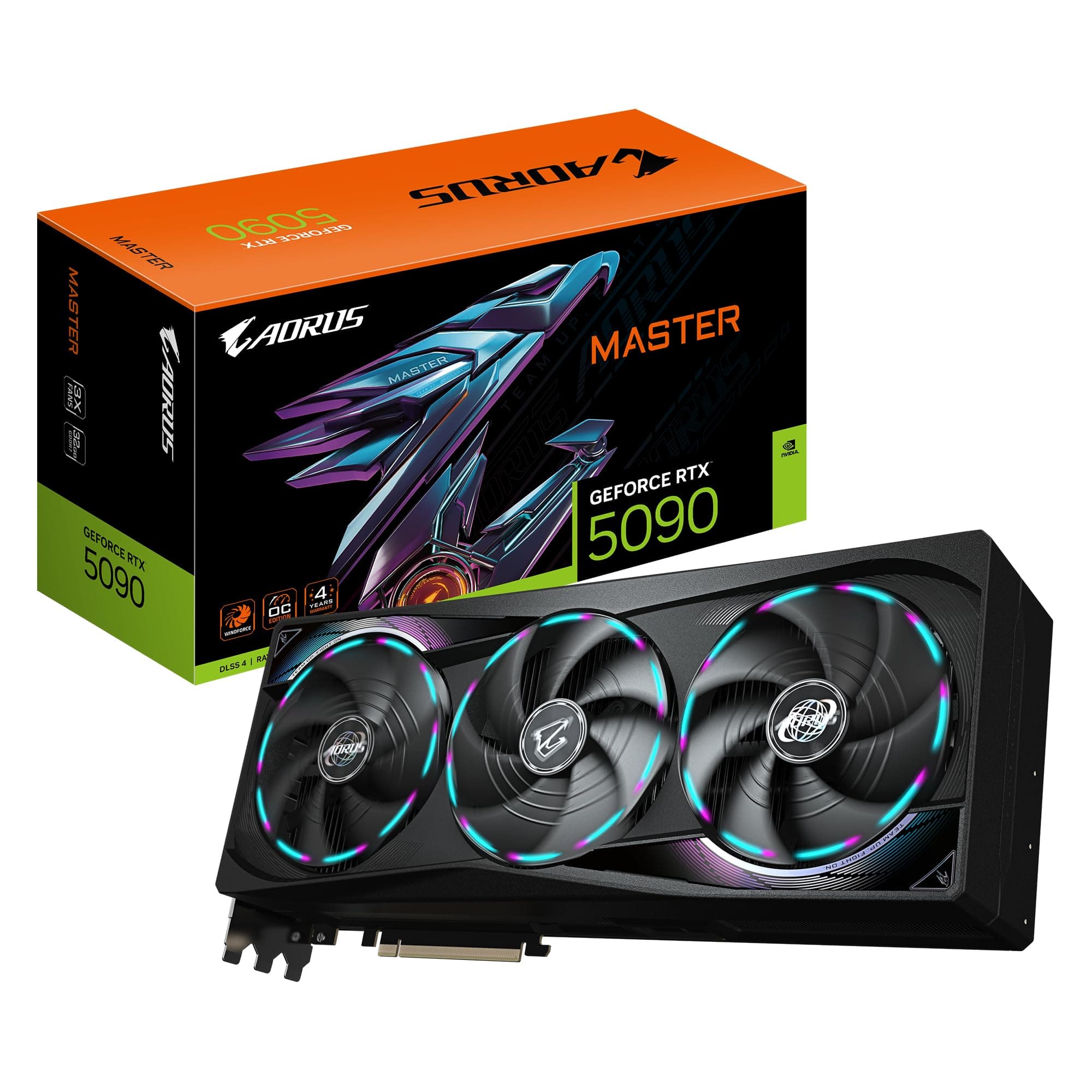 Gigabyte AORUS GeForce RTX 5090 Master 32G Graphics Card - 32GB GDDR7 512-bit PCI-E 5.0 2655MHz Base Frequency DP 2.1a x 3 x HDMI 2.1b x 1 GV-N5090AORUS M-32GD
