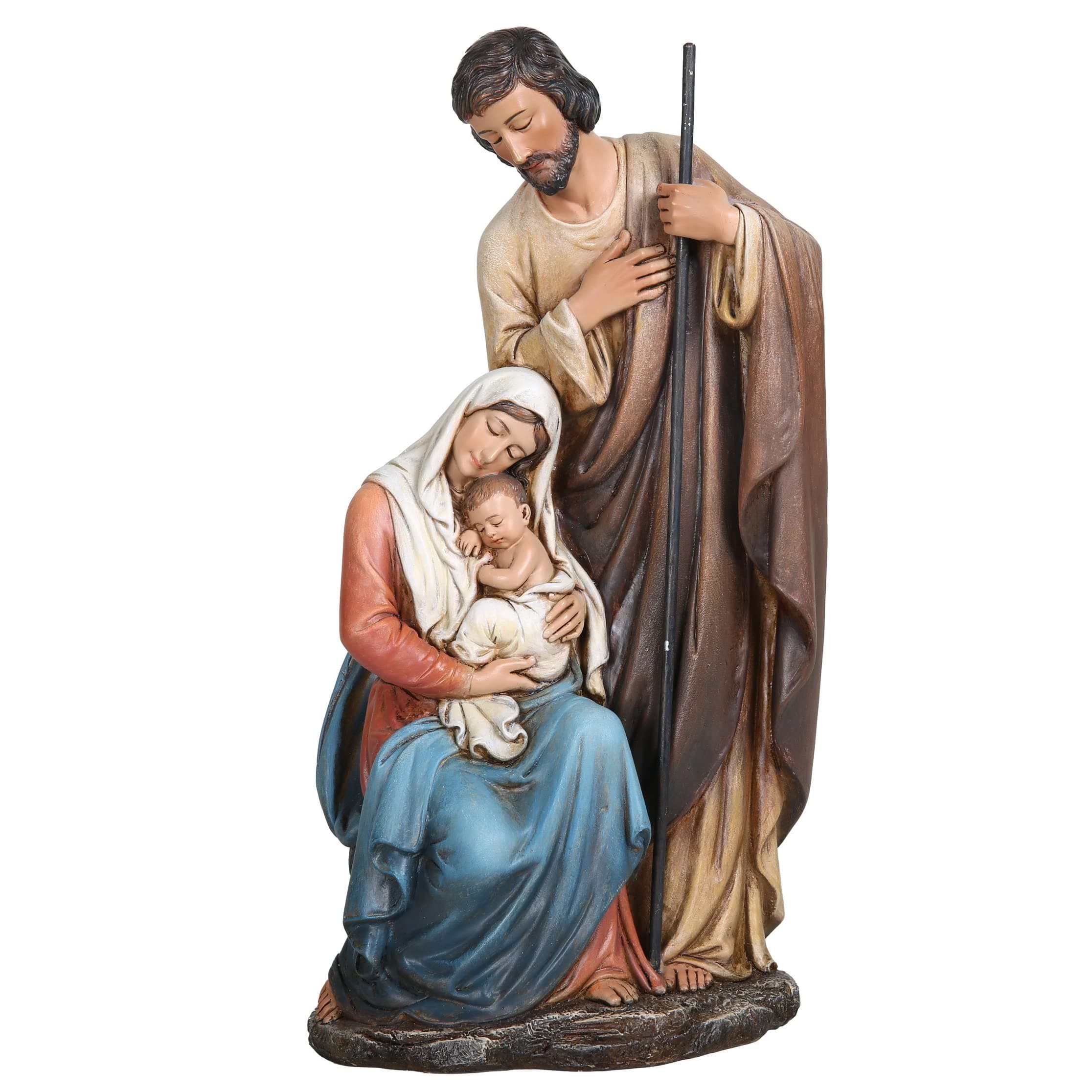 BC Catholic Holy Family Statue, Nativity Scene Indoor, Center Piece of Christmas Collection, Religious Gift, 11 inch H, Renaissance Sculpture Handpainted by Buildclassic