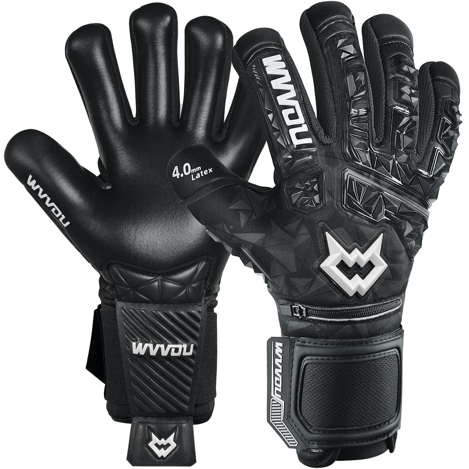 WVVOU Football Goalkeeper Gloves for Adults and Youth, High Performance Football Gloves with 5 Detachable Fingersave, Goalie Gloves with 4mm Sticky Latex Palm
