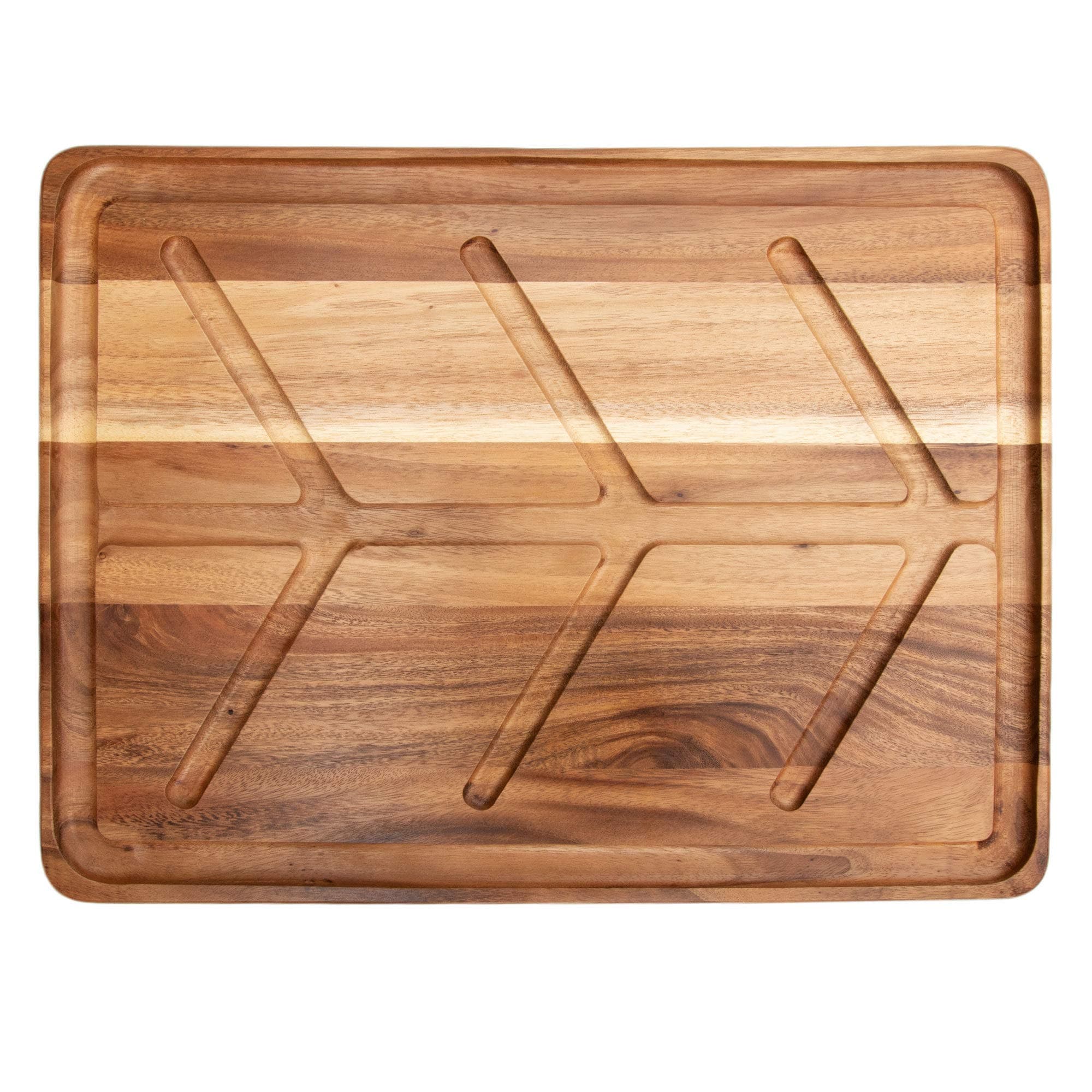 Villa Acacia Wood Carving Board 24 x 18 Inch with Juice Grooves and Drip Channel for Roasts, BBQ and Grilling - Extra Large Thick Wooden Cutting Board