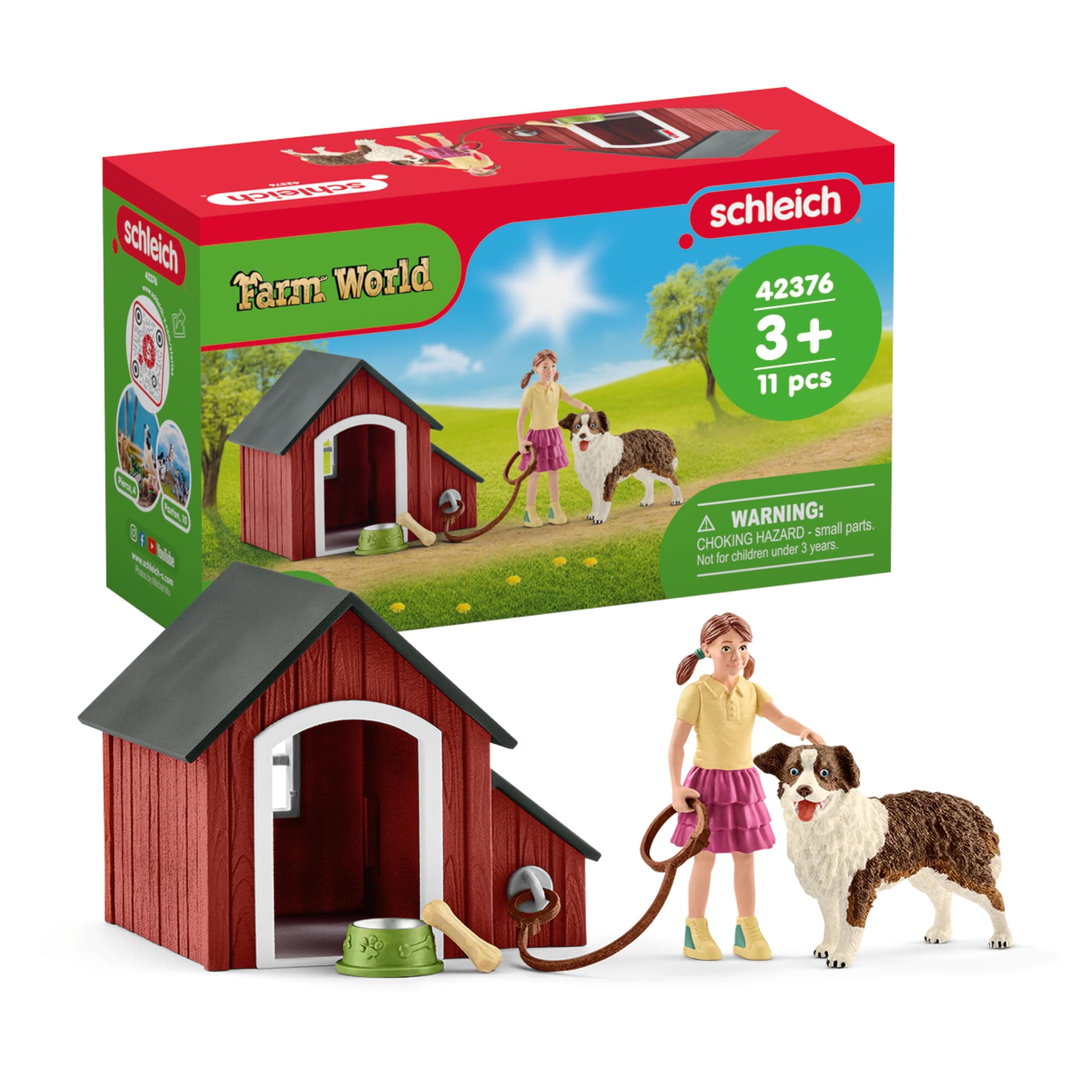 Farm World - 5PC Dog Kennel Animal Toys for Kids with Dog Figurine and Dog House - Kids Ages 3+