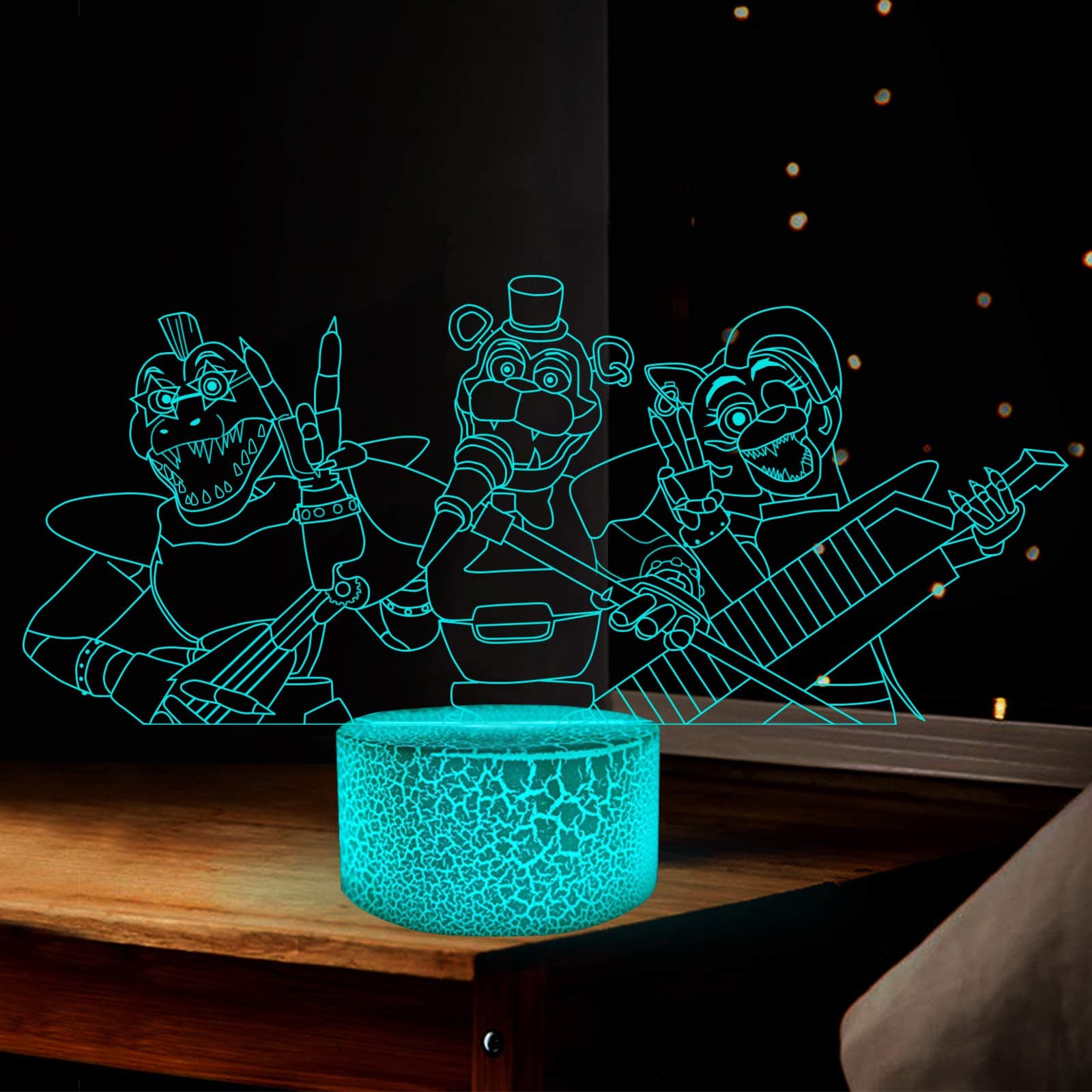 Zhongkaihua Cute Animal FNAF Acrylic Led Night Light, Anime Five nig-ht at Fr_eddy's Child Safe FNAF Security Breach LED Touch Lamp,7 Color Change Decor Lamp with Remote- Best Gifts for Kids and Fans