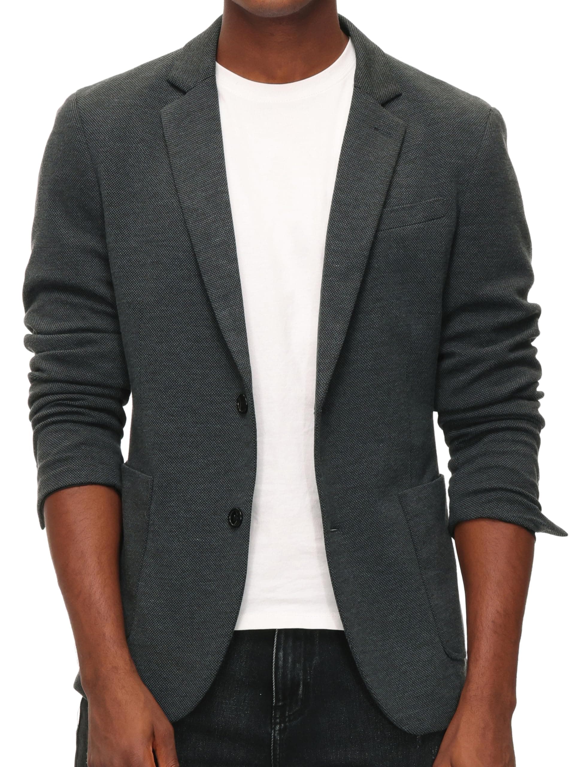 Men's Casual Knit Blazer Suit Jackets Two Button Lightweight Unlined Sport Coat