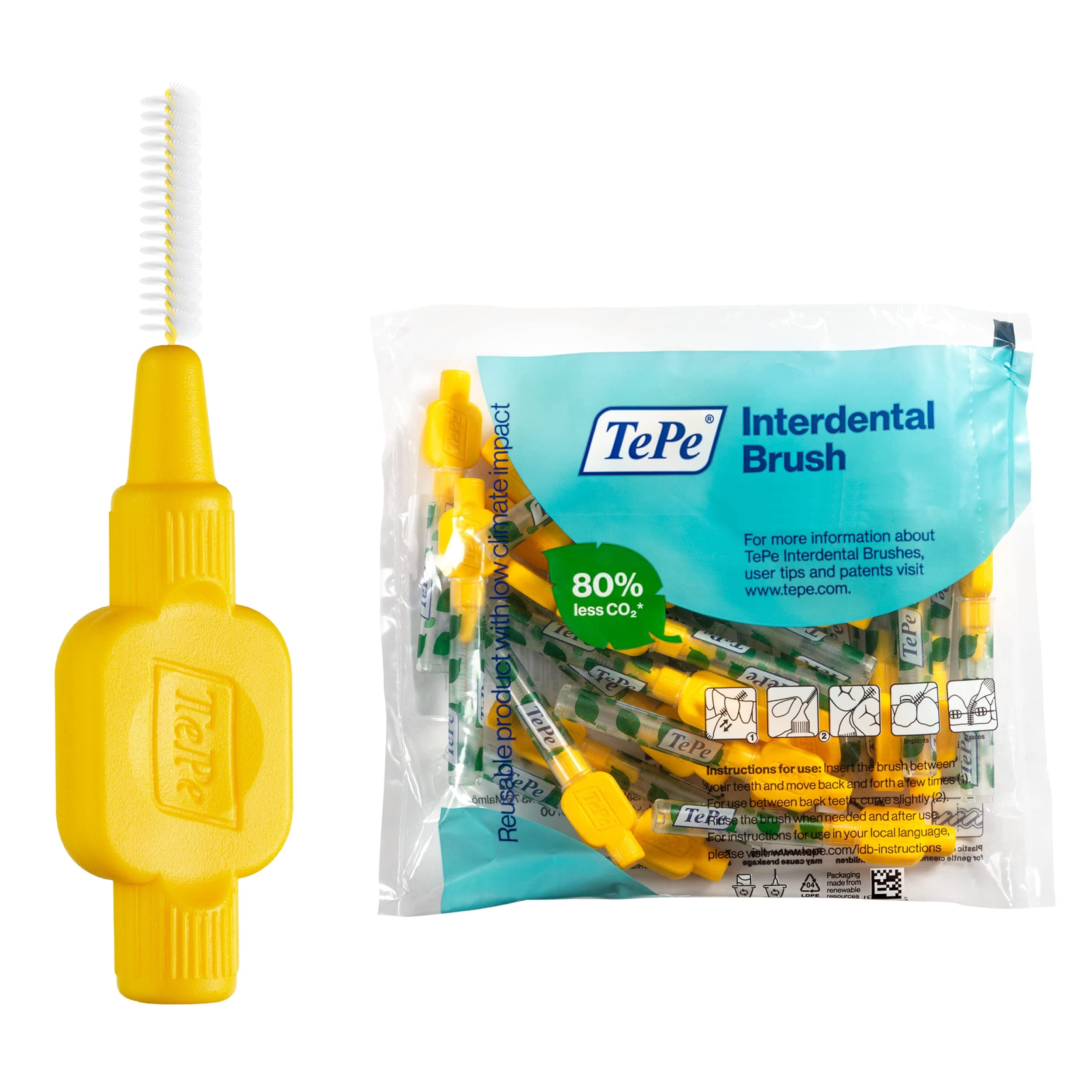 Tepe Interdental Brush, Yellow 0.7mm (8 Pieces/Packet)