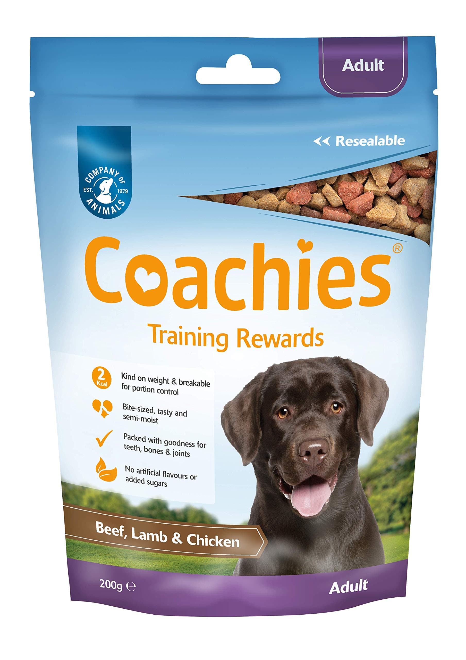 COACHIES Adult Training Treats 200g, Beef, Lamb & Chicken Flavour, Semi-Moist Low Calorie Dog Training Treat, Contains Vitamins, Minerals & Calcium, Suitable Puppy Treats from 8 weeks