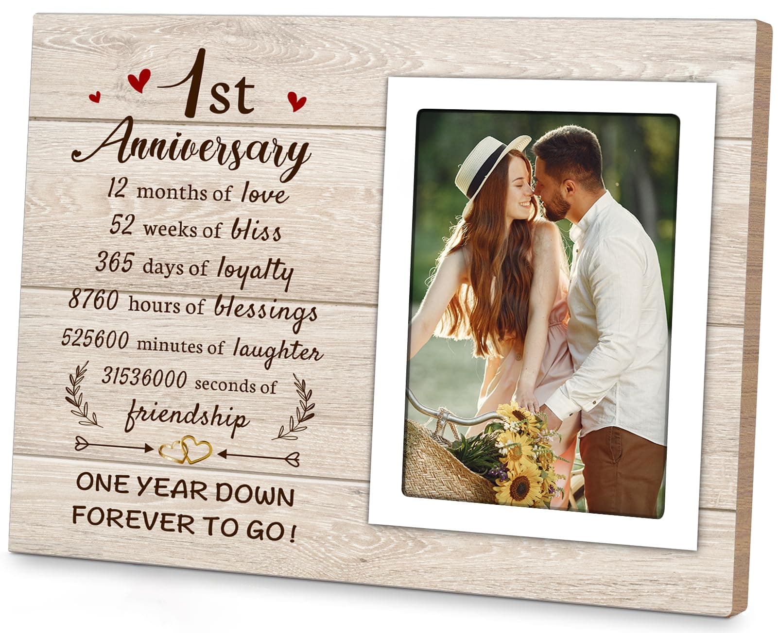 1st Anniversary Paper Gifts for Him Her - One Year Romantic Wedding Picture Frame Fit 4x6 Photos for Boyfriend Girlfriend, 1 Year Anniversary Valentines Gifts for Husband Wife Couple