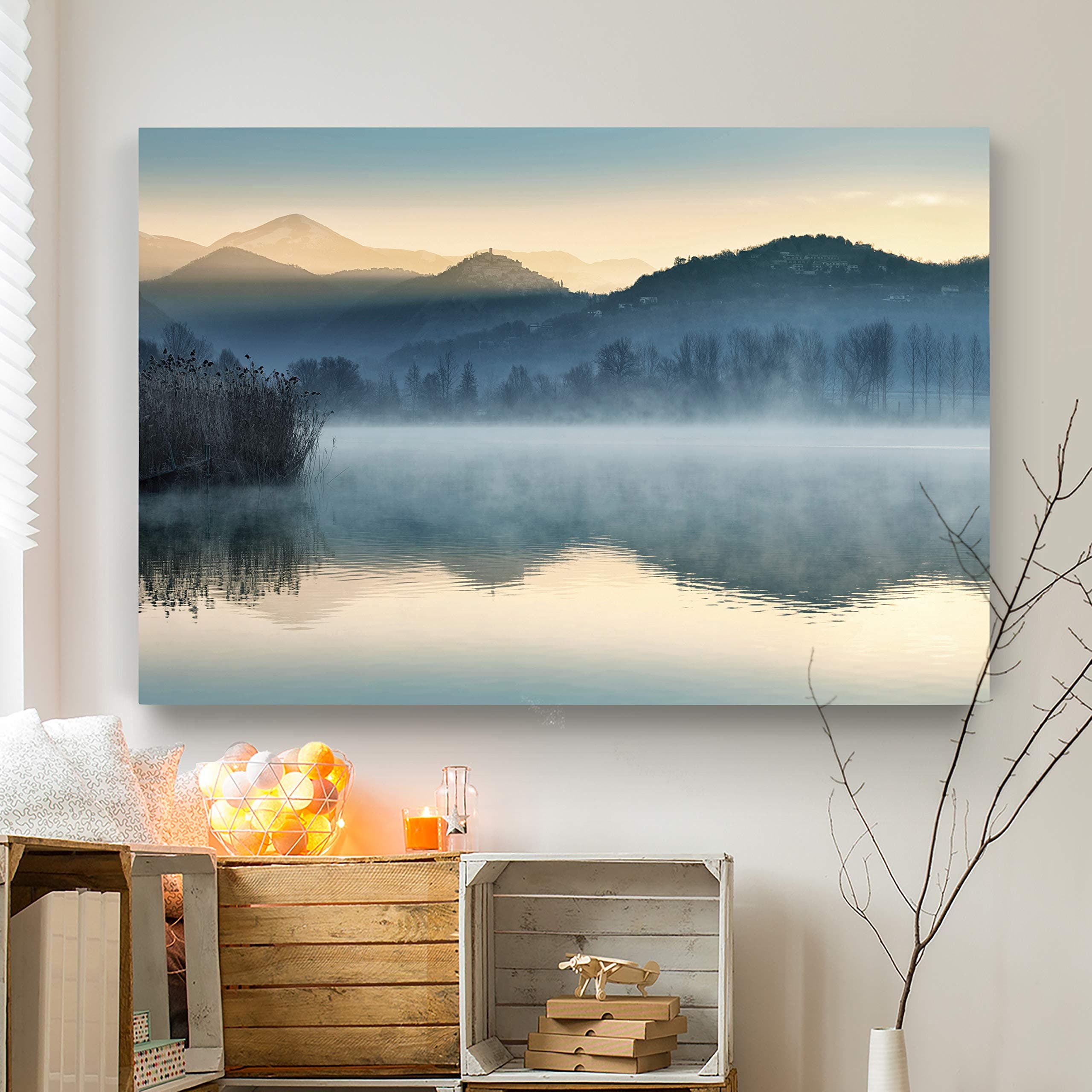 Renditions Gallery Landscape Pictures Artwork Giclee Print Canvas Art Ready to Hang for Home Wall Decor, 24x36, Quiet Morning