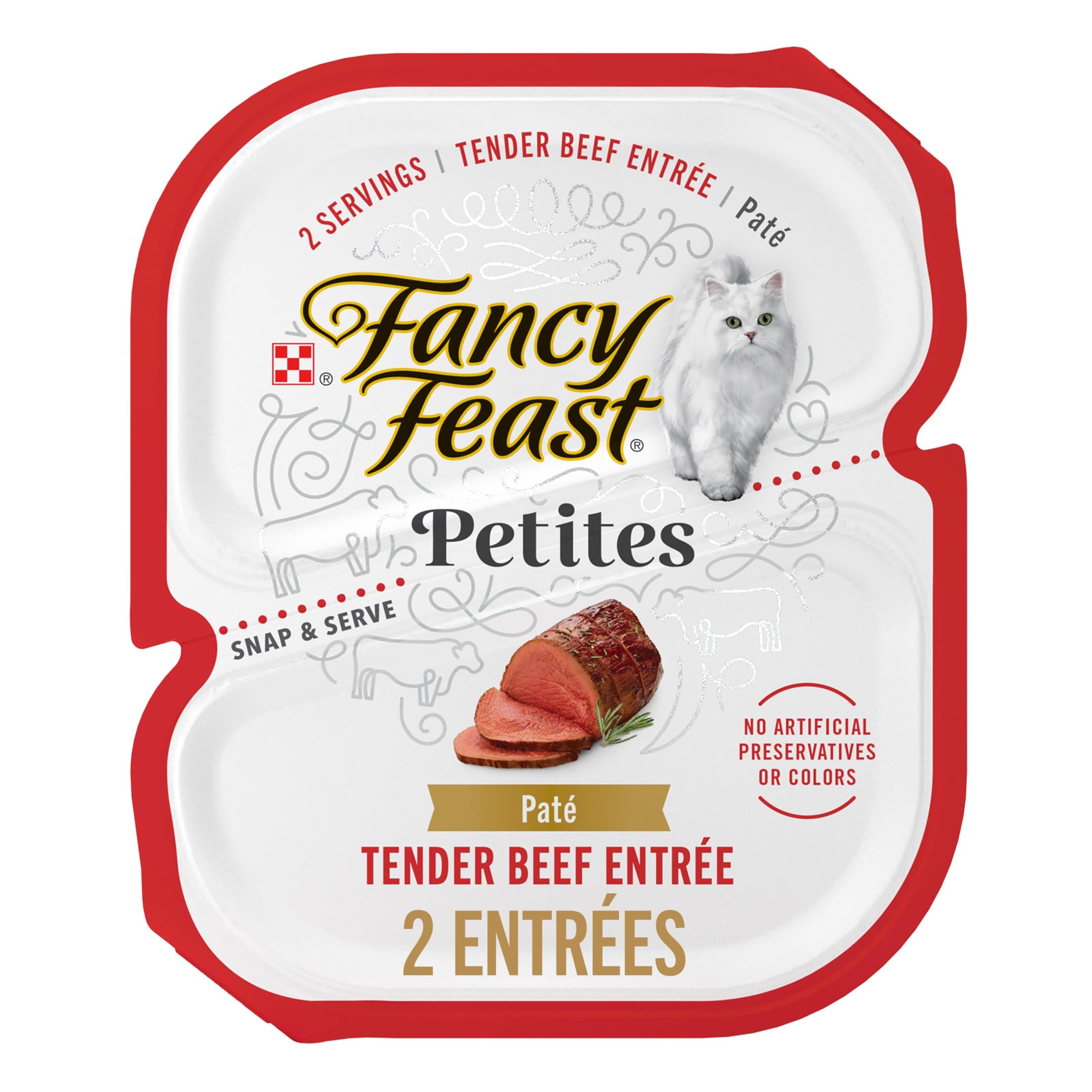 Purina Fancy Feast Petites Tender Beef Entrée Gourmet Wet Cat Food Pate - (Pack of 12) 2.8 oz. Tubs