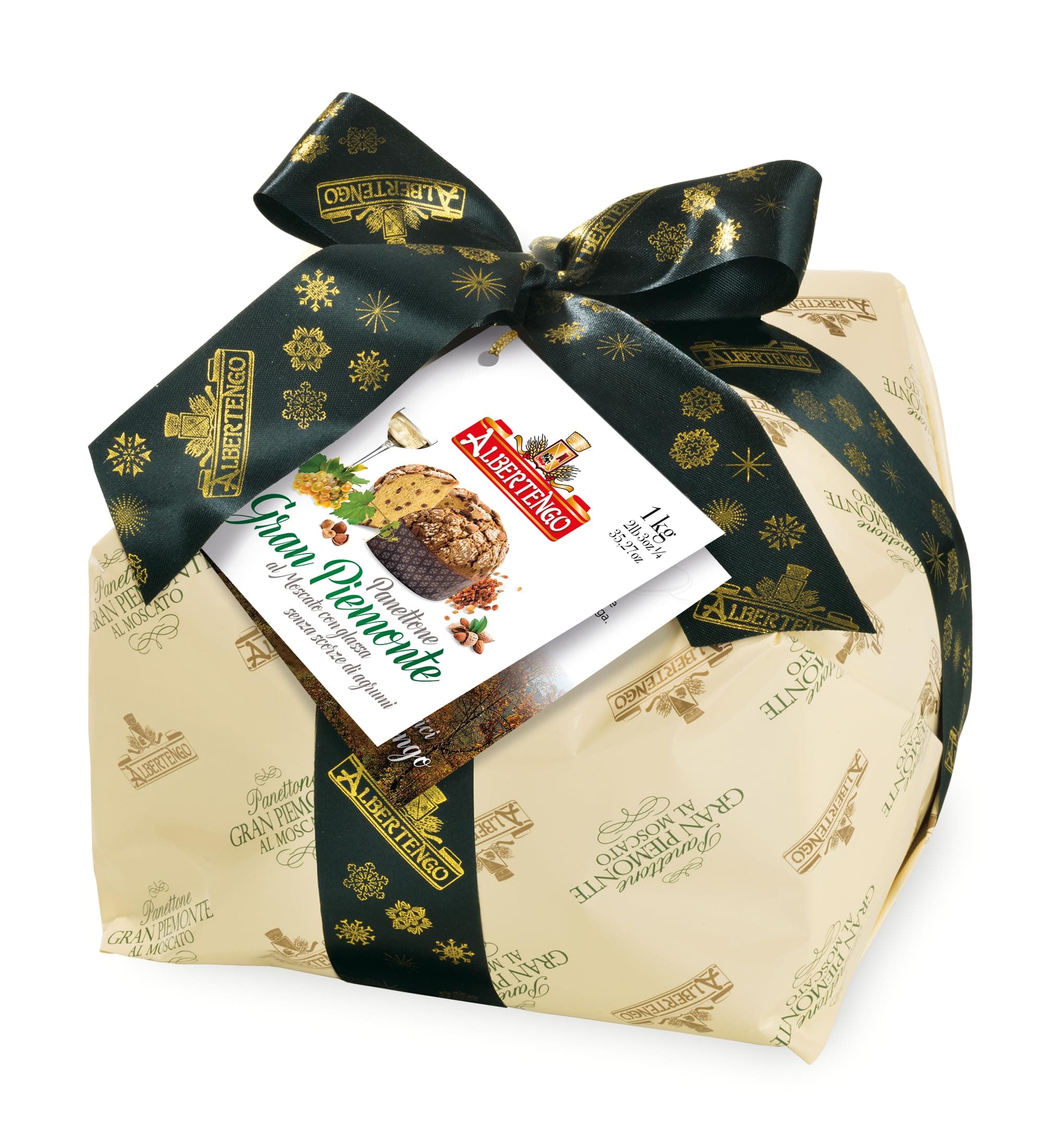 ALBERTENGO - Since 1905 - Grand Piedmont Panettone with Muscat - 1 kg - With almond and hazelnut glaze IGP from Piedmont
