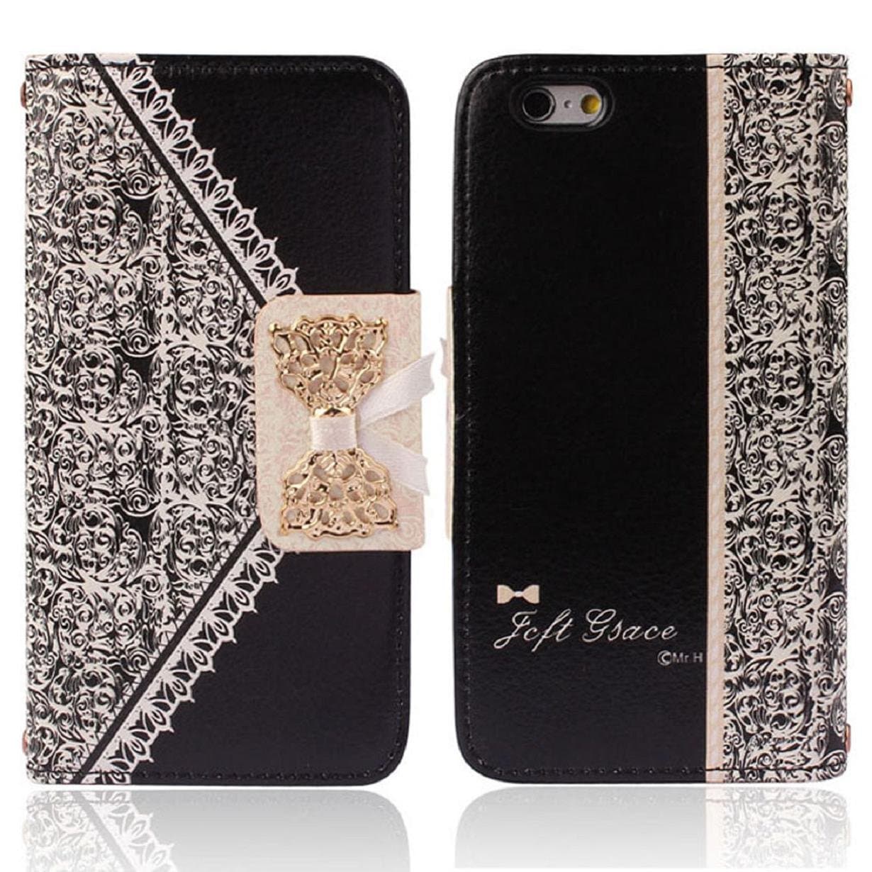 Towallmark(TM)Fresh Cute Flip Wallet Leather Case Cover for iPhone 6 4.7'' Black