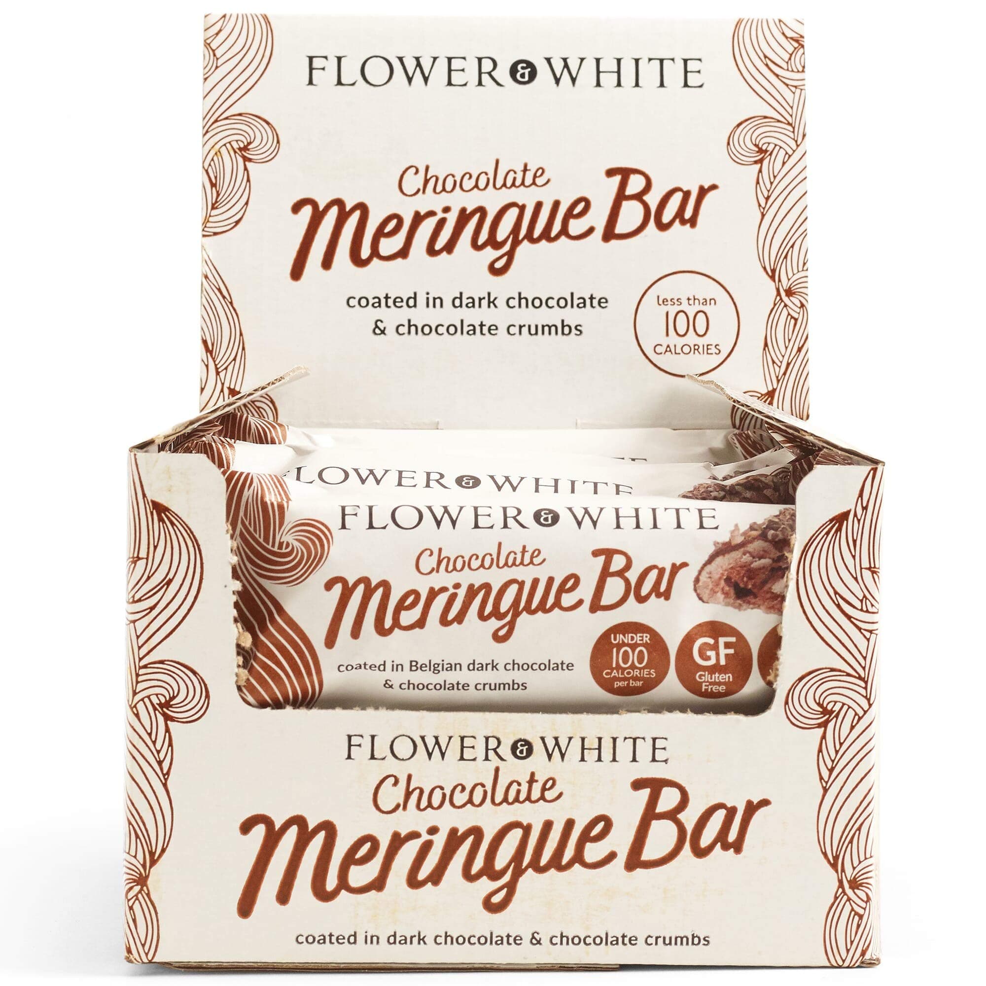 Flower & White Chocolate Meringue Bar (Box of 12) - Gluten Free - Low Fat - Under 100 Calories