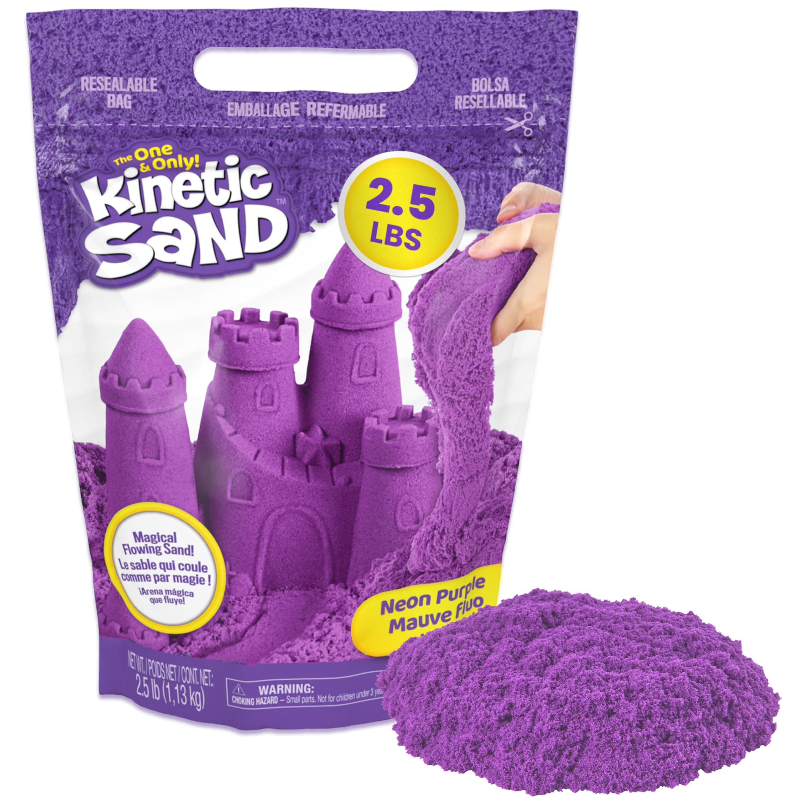 Kinetic Sand, 2.5lbs Purple Play Sand, Amazon Exclusive, Easter Basket Stuffers, Moldable Sensory Toys for Kids, Resealable Bag (Packaging May Vary)