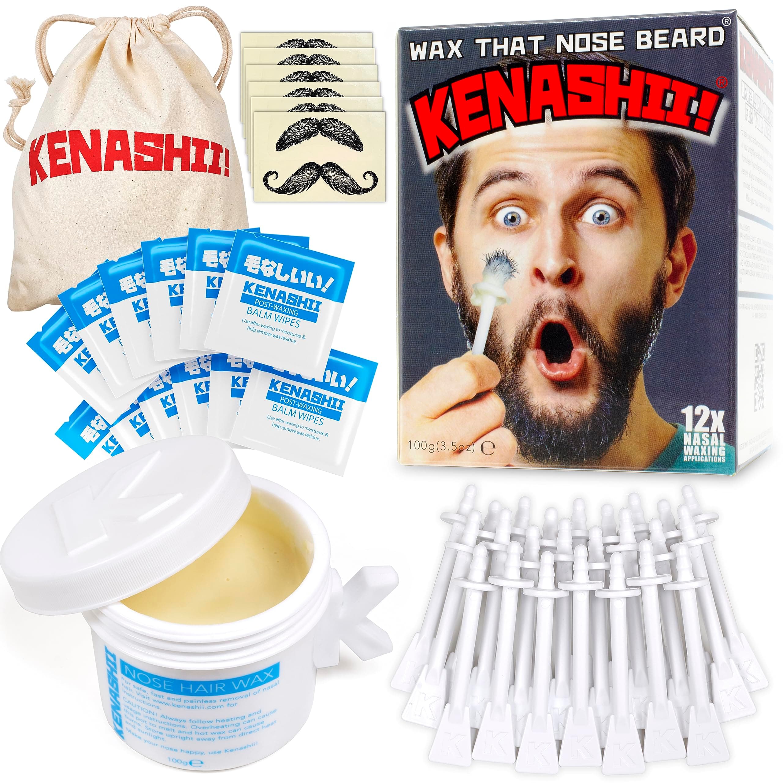 Nose Wax Kit, 100 g Wax, 24 Applicators. The Original & Best Nose Hair Removal Kit from Kenashii.