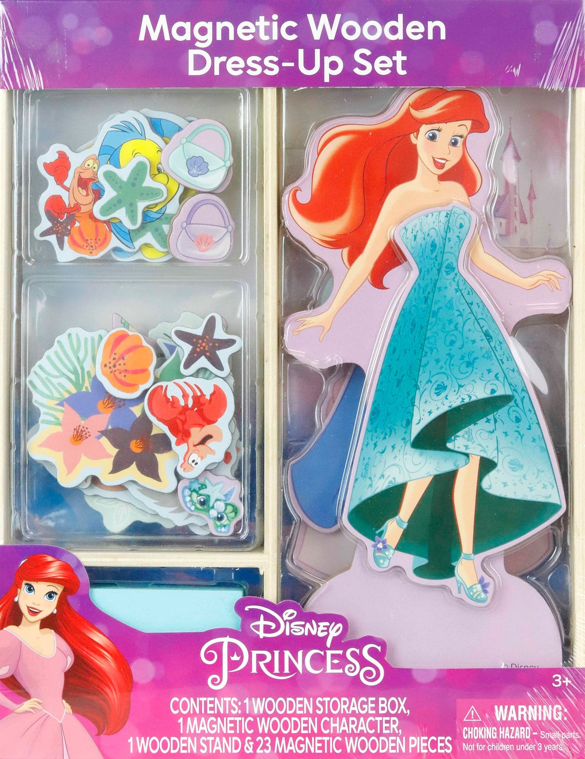 Tara Toys Princess Magnetic Wooden Dress-Up Doll Set - Ariel - 23 Magentic Pieces - Age 3+