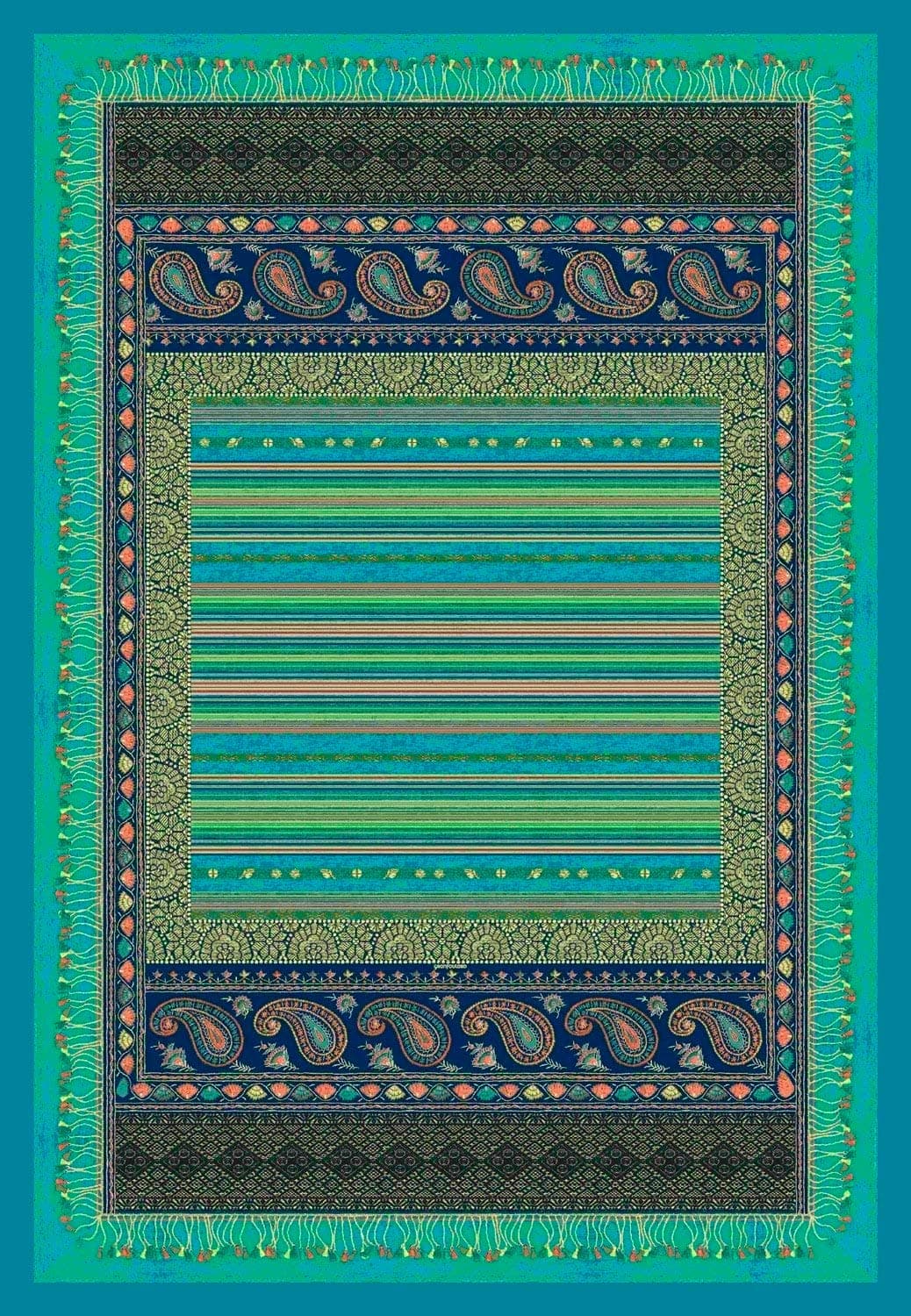 Bassetti Cervino Plaid Cotton Turquoise 135 x 190 cm