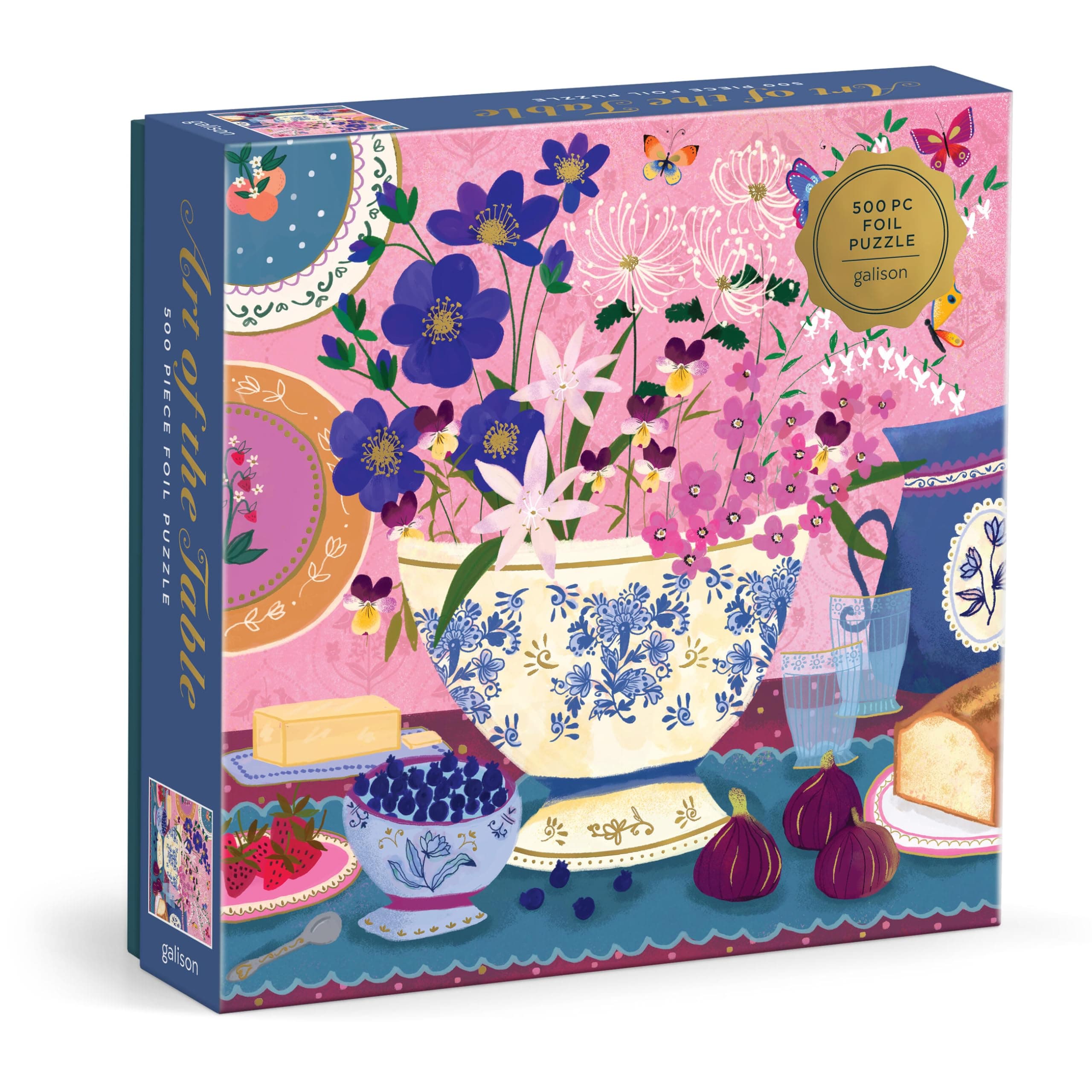 Art Of The Table – 500 Piece Joy Laforme Jigsaw Puzzle Featuring Beautiful Artwork Of Figs And Violets In A Still Life Setting