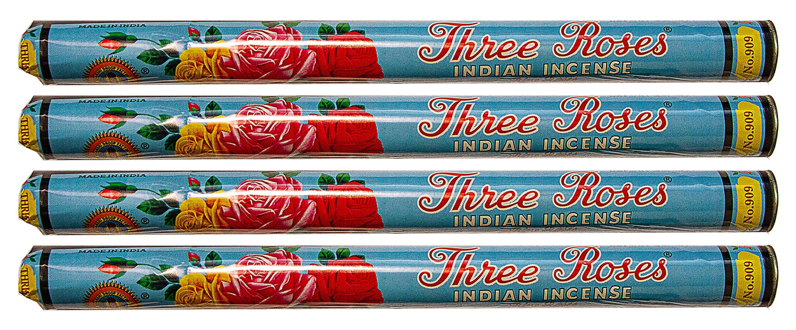Three Roses Incense - Incense Sticks | Mysore Sugandhi Products | 25 gram per Tube | Sold as a Set of 4 Tubes