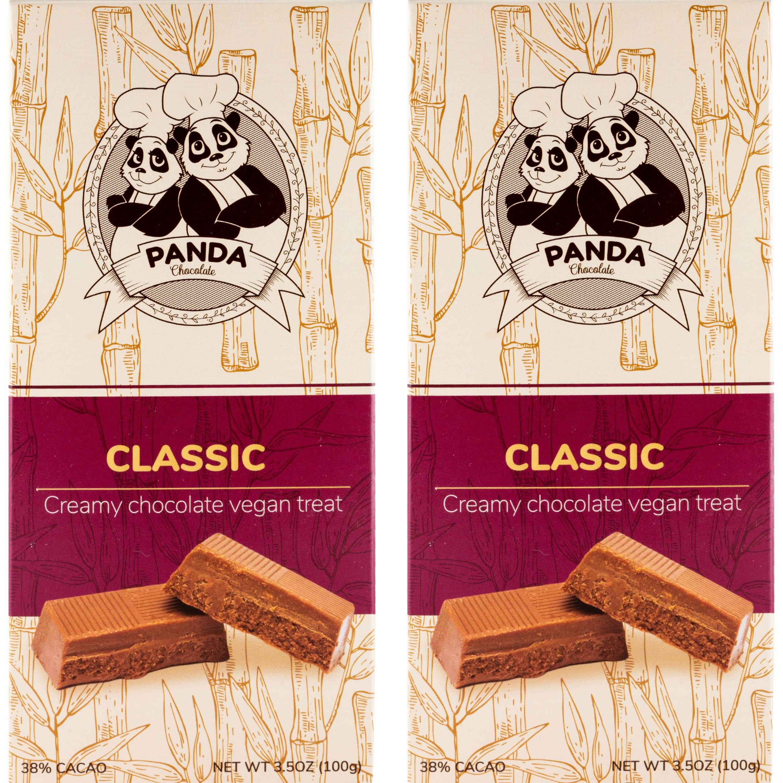 Panda Chocolate 2-Pack Creamy Dairy Free Milk Chocolate Bar | 100% Lactose & Guilt Free, Healthy Snacks for Vegans, 3.5oz Each Bar | Wide Unique Flavor Variety, Fun & Safe Packaging, For Adults & Kids