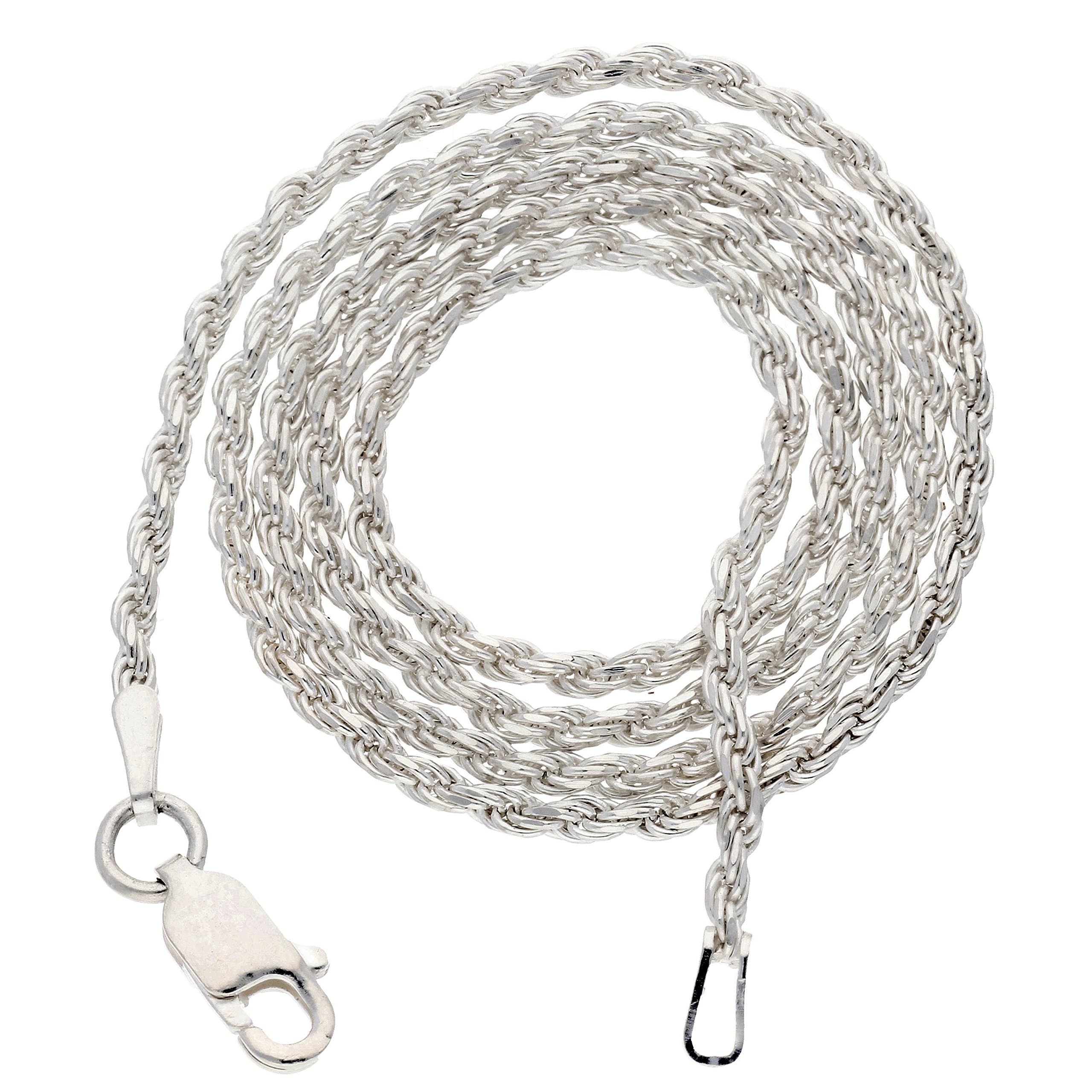 2mm Sterling Silver Diamond-Cut Rope Chain Necklace(Lengths 14",16",18",20",22",24",26",28",30",32",34",36")