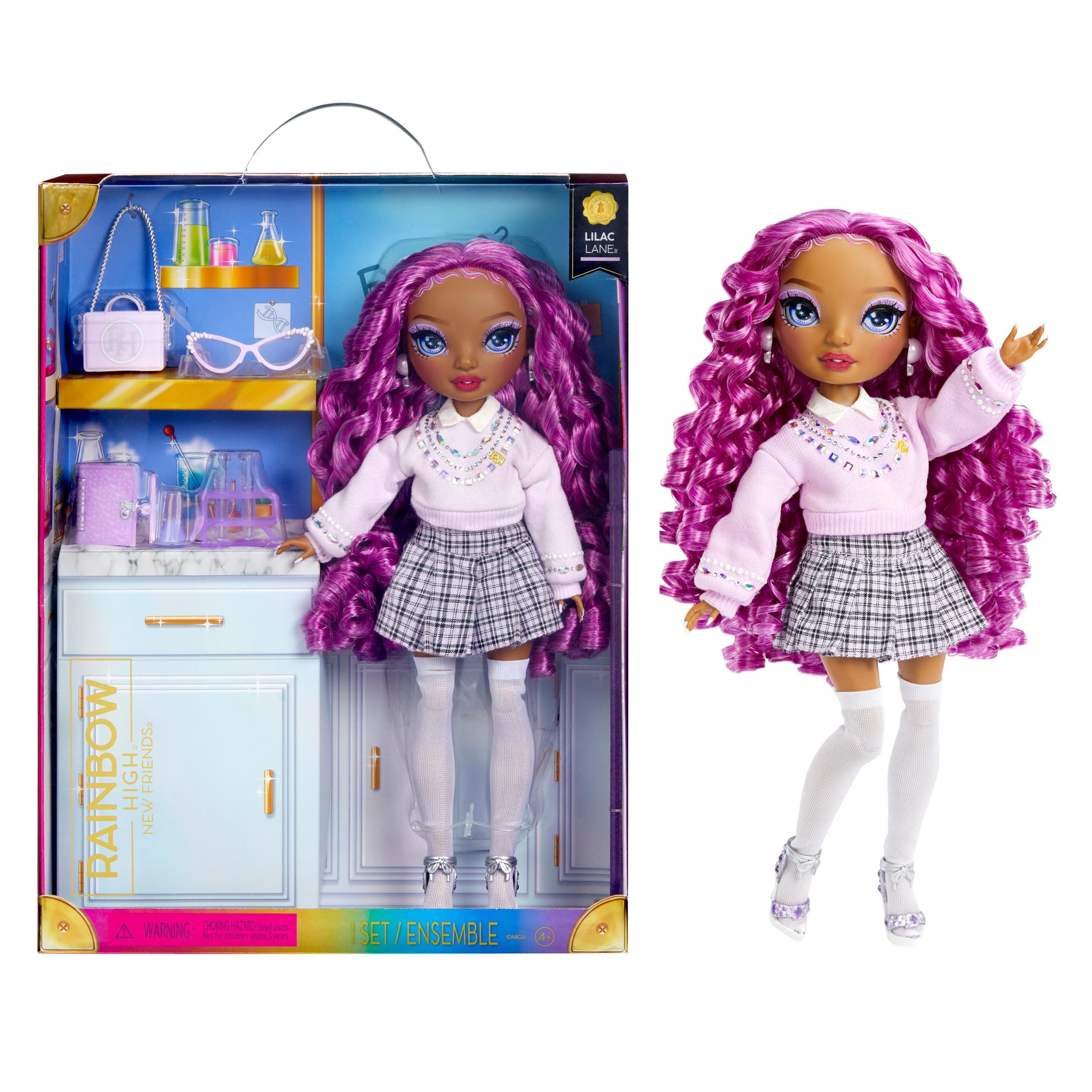 Rainbow High Fashion Doll - Lilac Lane - Purple Fashion Doll with Fashion Set - with Glasses and 10+ Colorful Play Accessories - Great for Kids Ages 4-12 and Collectors