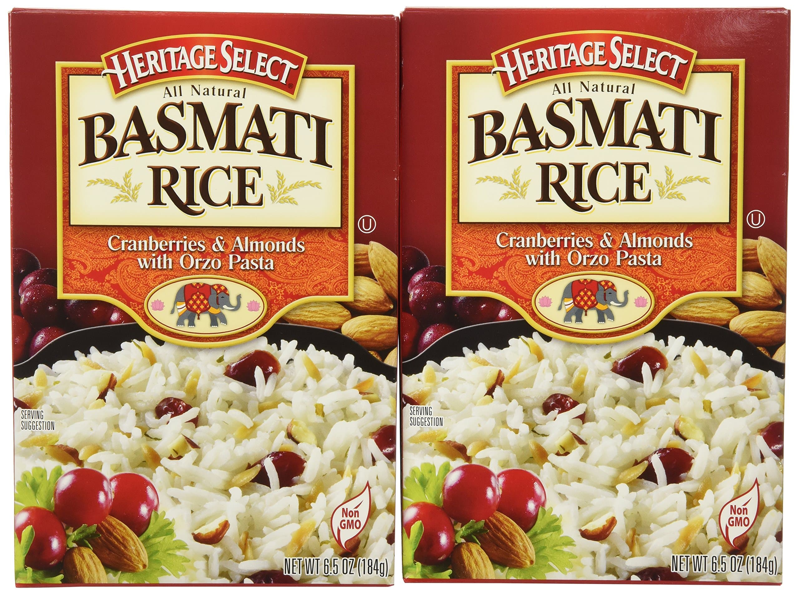 Heritage Select Basmati Rice, Cranberries & Almonds with Orzo Pasta, 6.5 Ounce (Pack of 6)