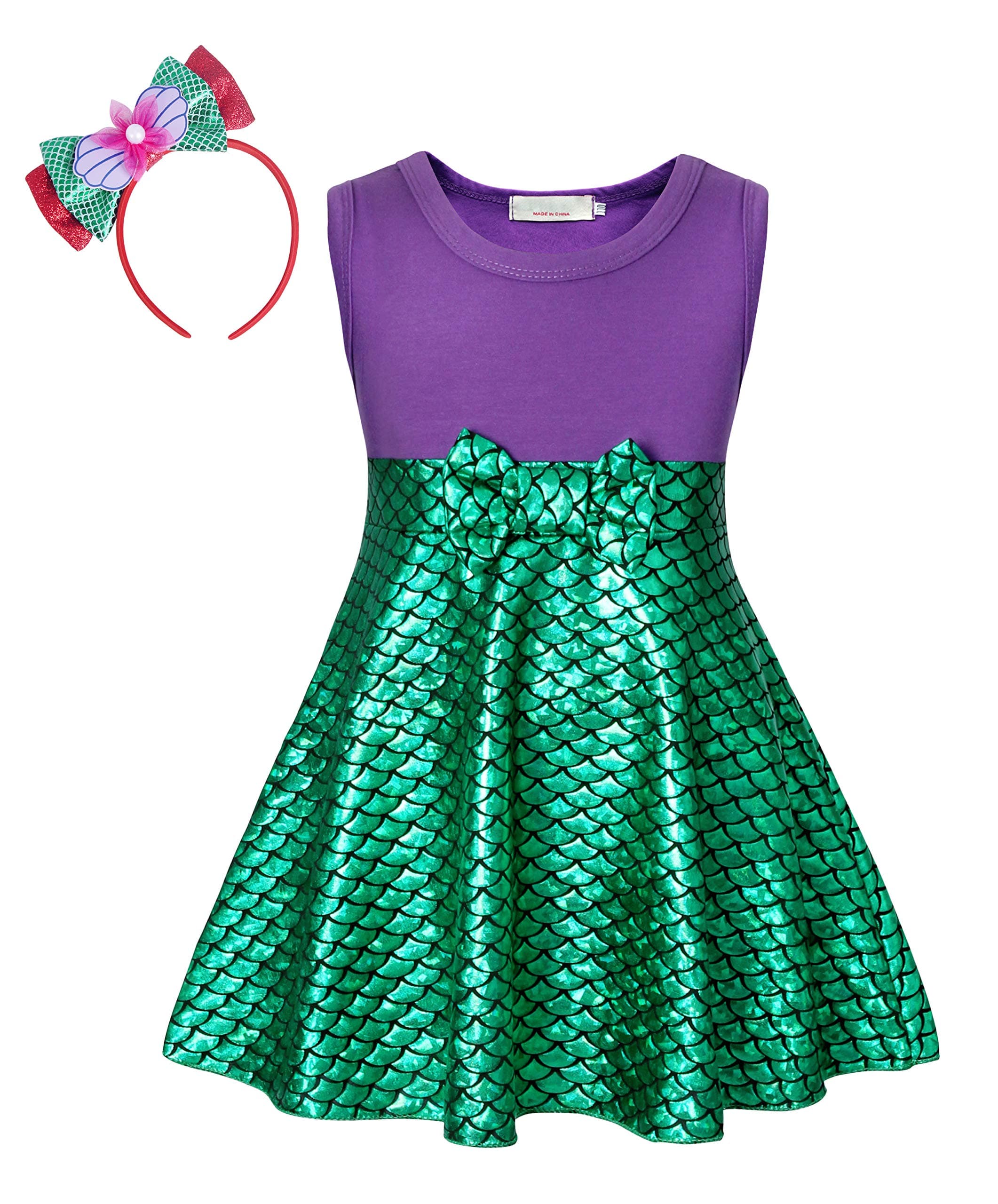 AmzBarley Girls Mermaid Dress Child Dressing up Costume Fancy Party Outfit Kids Sundress Birthday Holiday Clothes